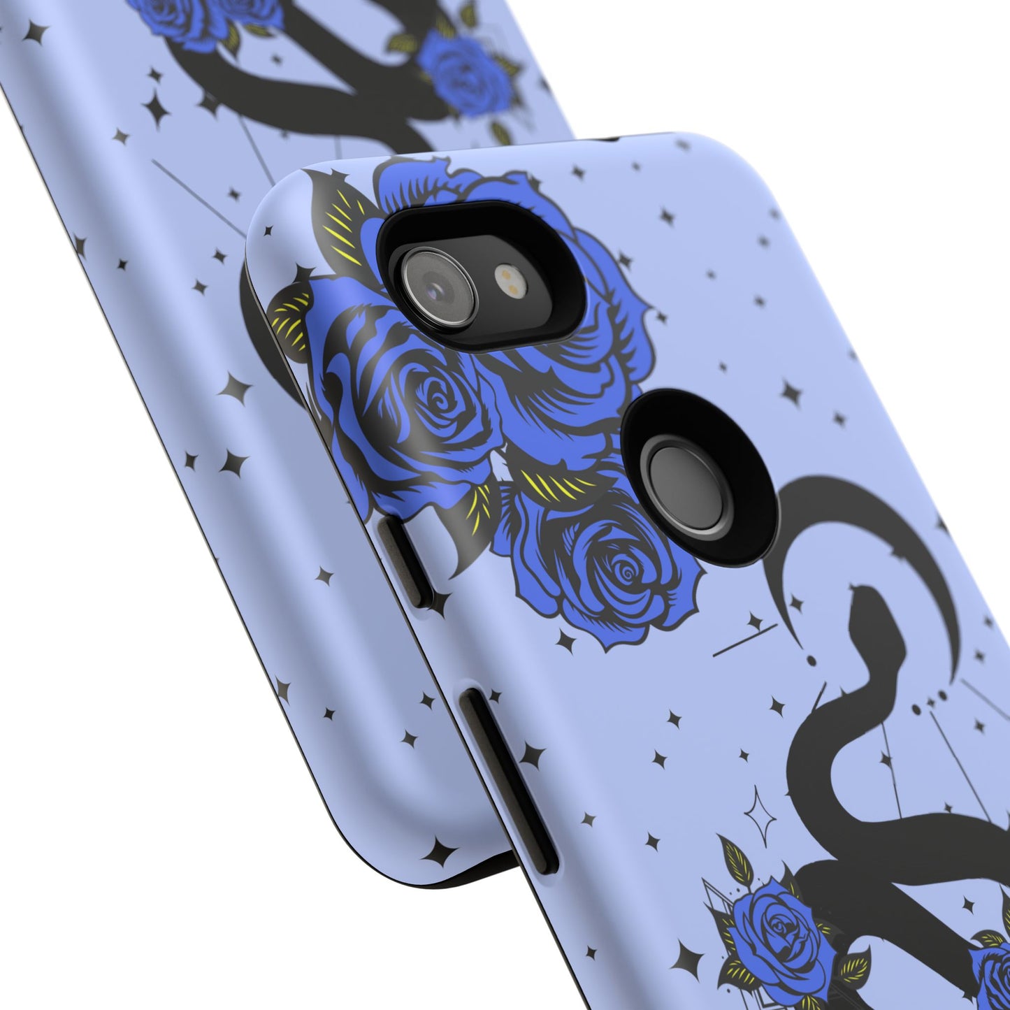 Blue Rose Crescent Moon Snake Google Pixel Phone Case for Android Devices
