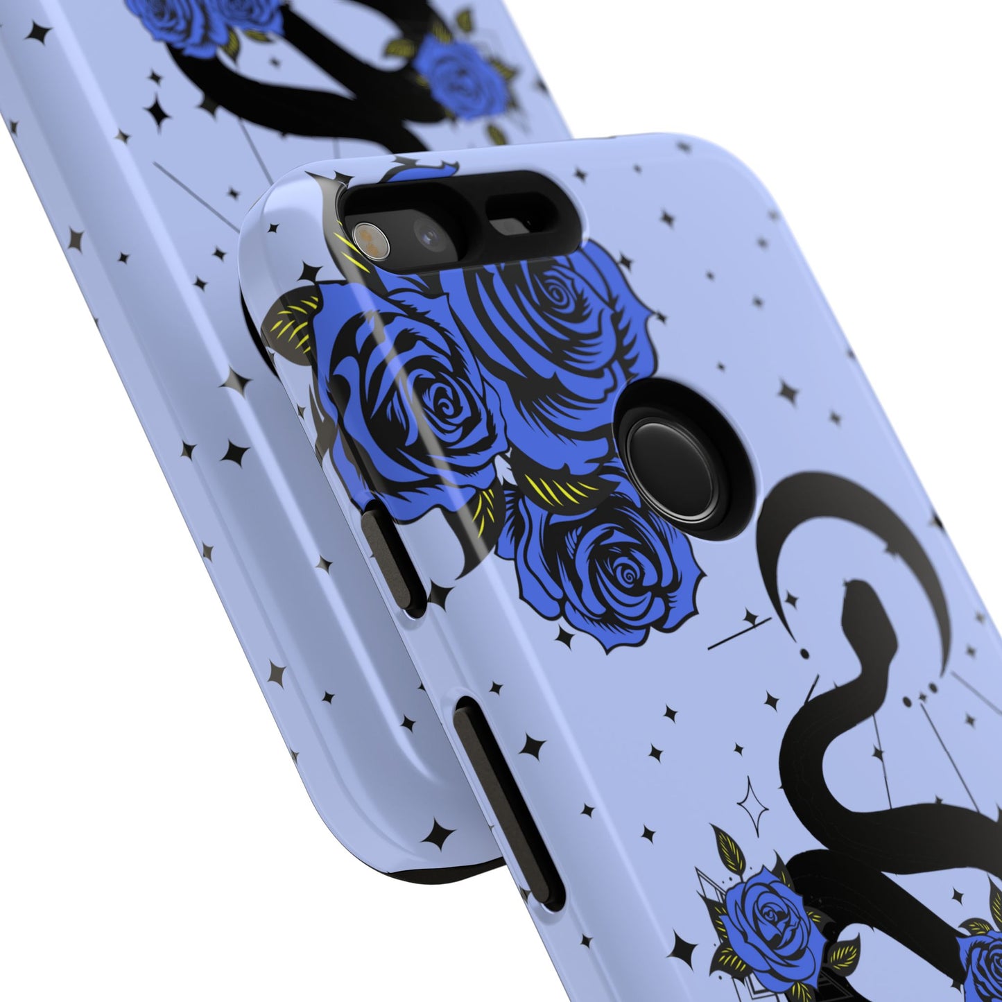 Blue Rose Crescent Moon Snake Google Pixel Phone Case for Android Devices