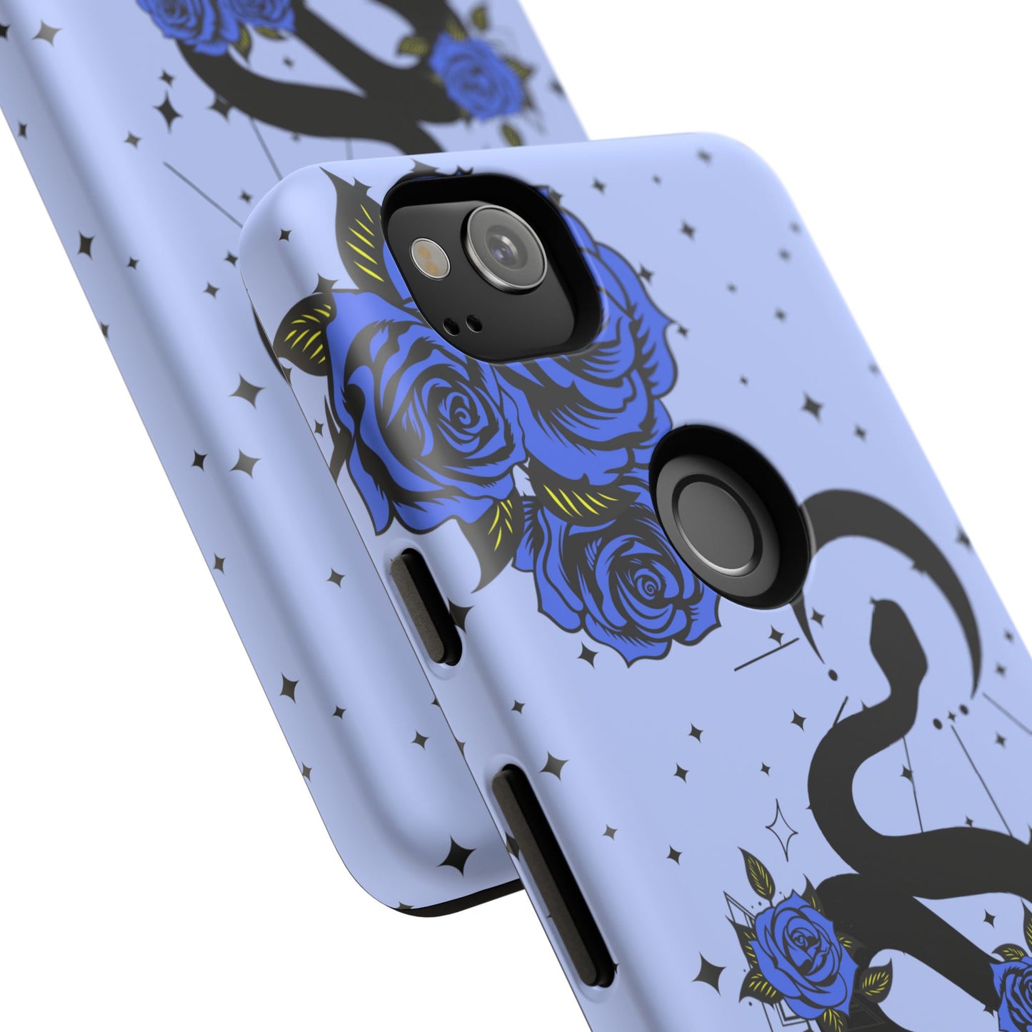 Blue Rose Crescent Moon Snake Google Pixel Phone Case for Android Devices