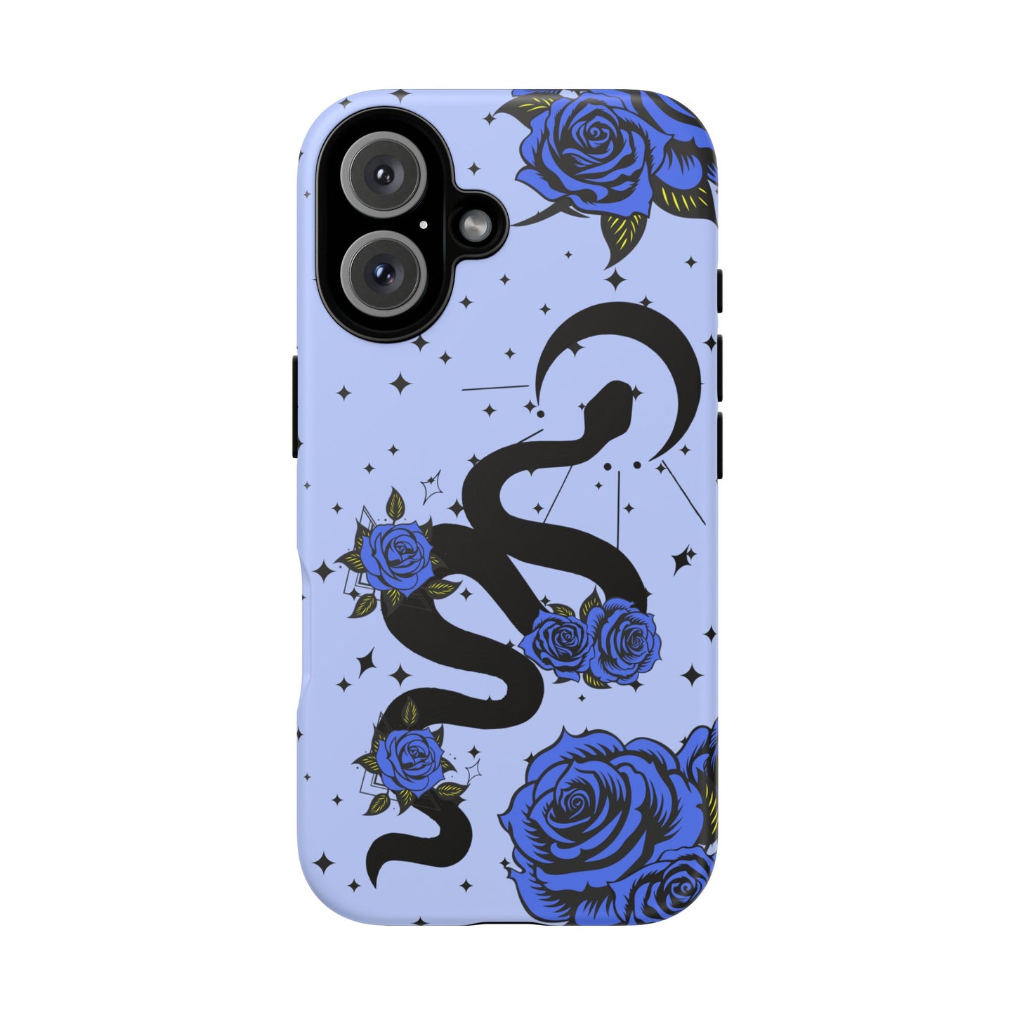 Blue Roses Crescent Moon Snake iPhone Case for iOS Devices