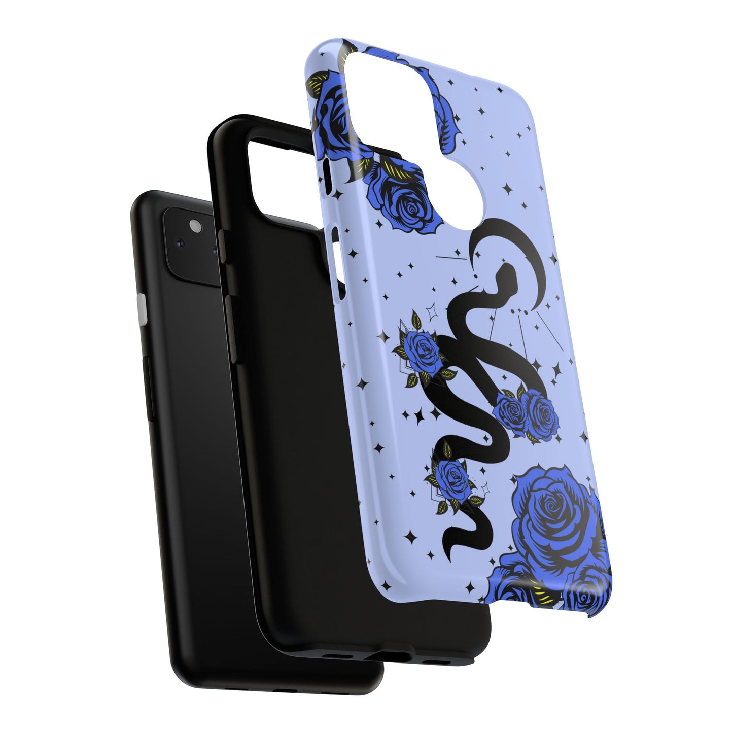 Blue Rose Crescent Moon Snake Google Pixel Phone Case for Android Devices