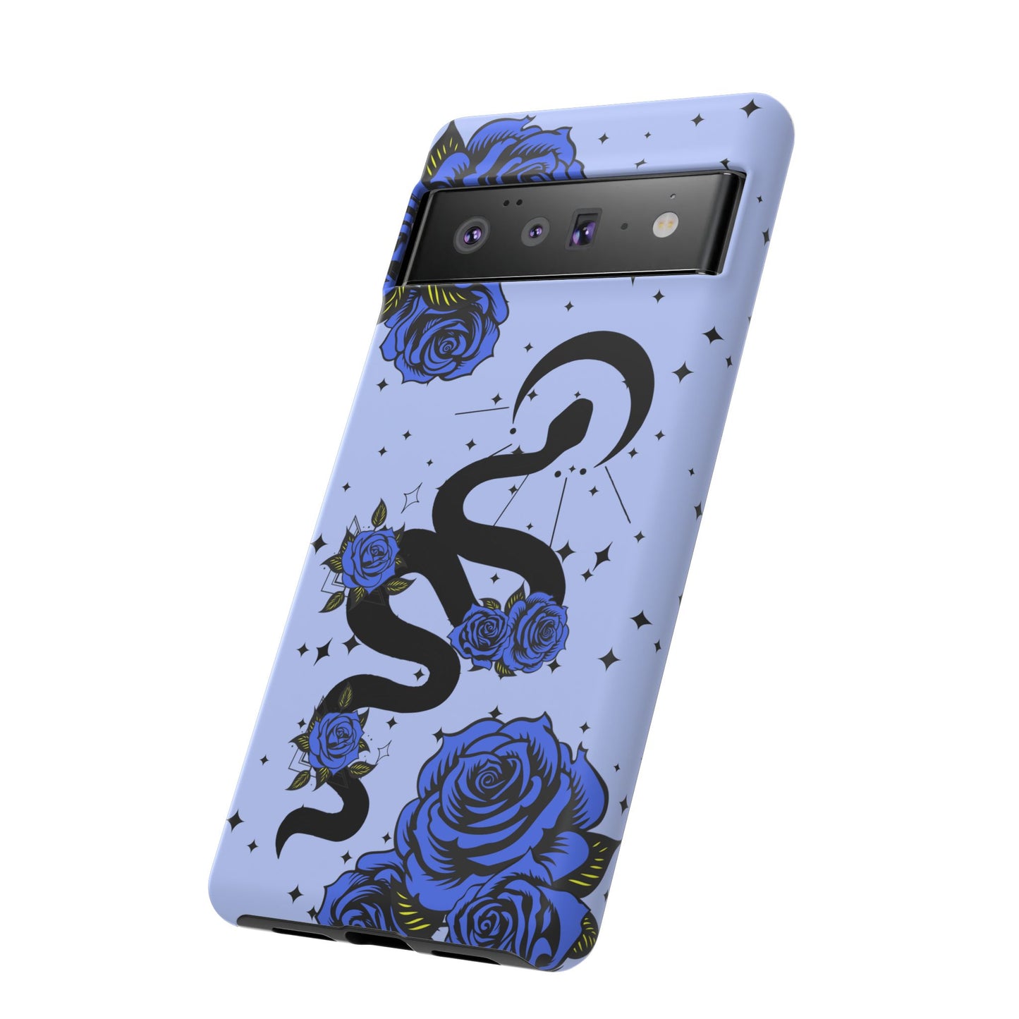 Blue Rose Crescent Moon Snake Google Pixel Phone Case for Android Devices