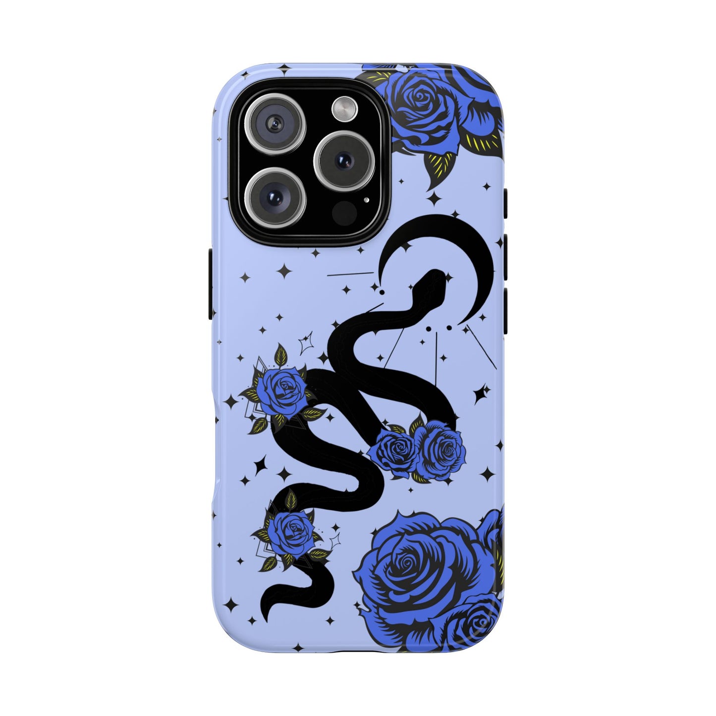 Blue Roses Crescent Moon Snake iPhone Case for iOS Devices