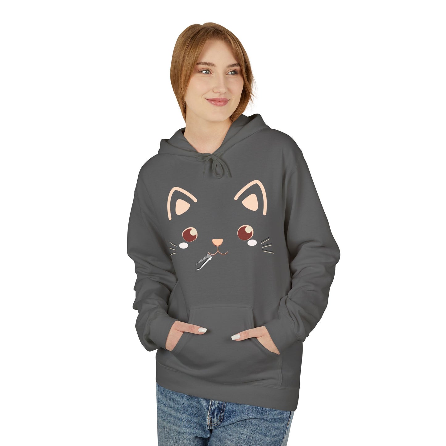 Kawaii Cat Lockpick Graphic Hoodie | Unisex Midweight Softstyle Fleece