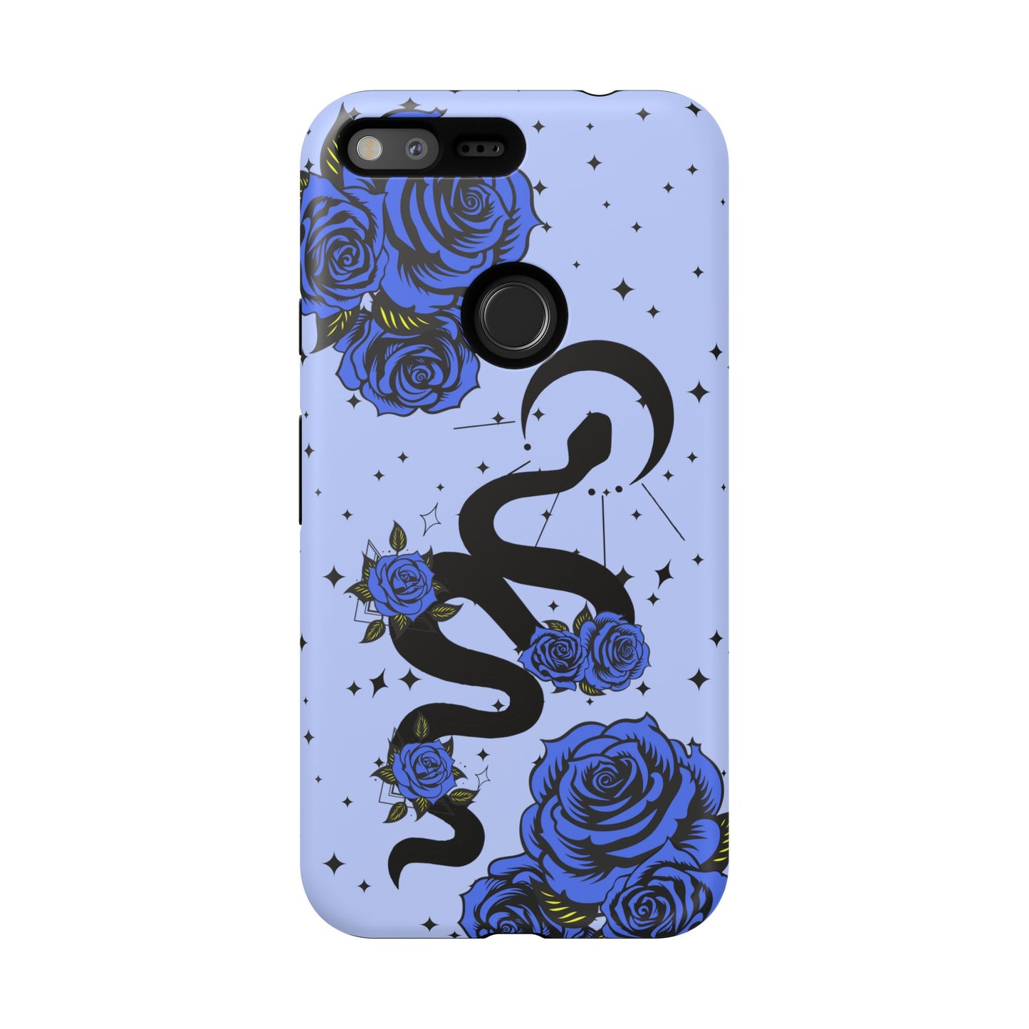 Blue Rose Crescent Moon Snake Google Pixel Phone Case for Android Devices