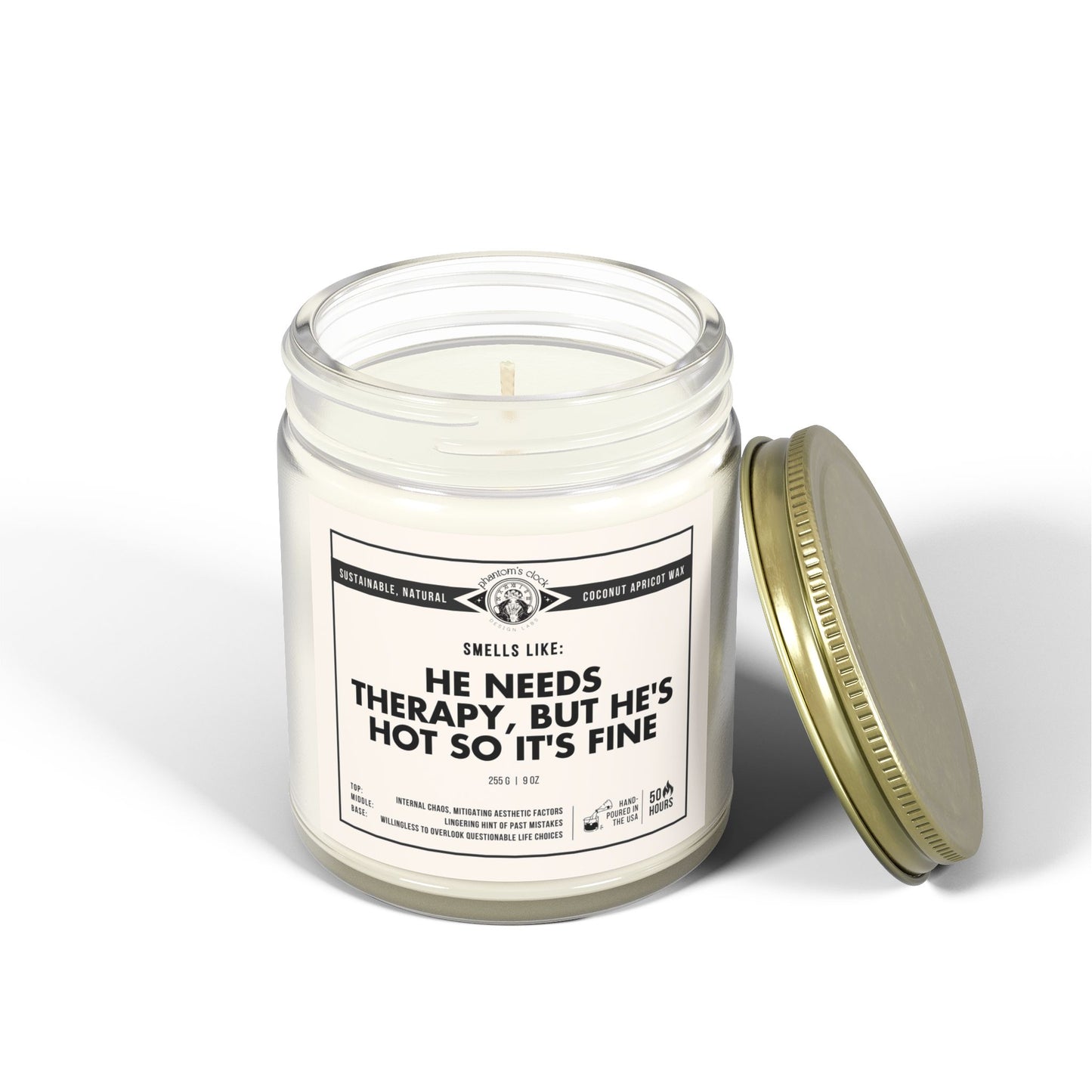 He Needs Therapy | Scented Coconut Apricot Wax Candle 9oz