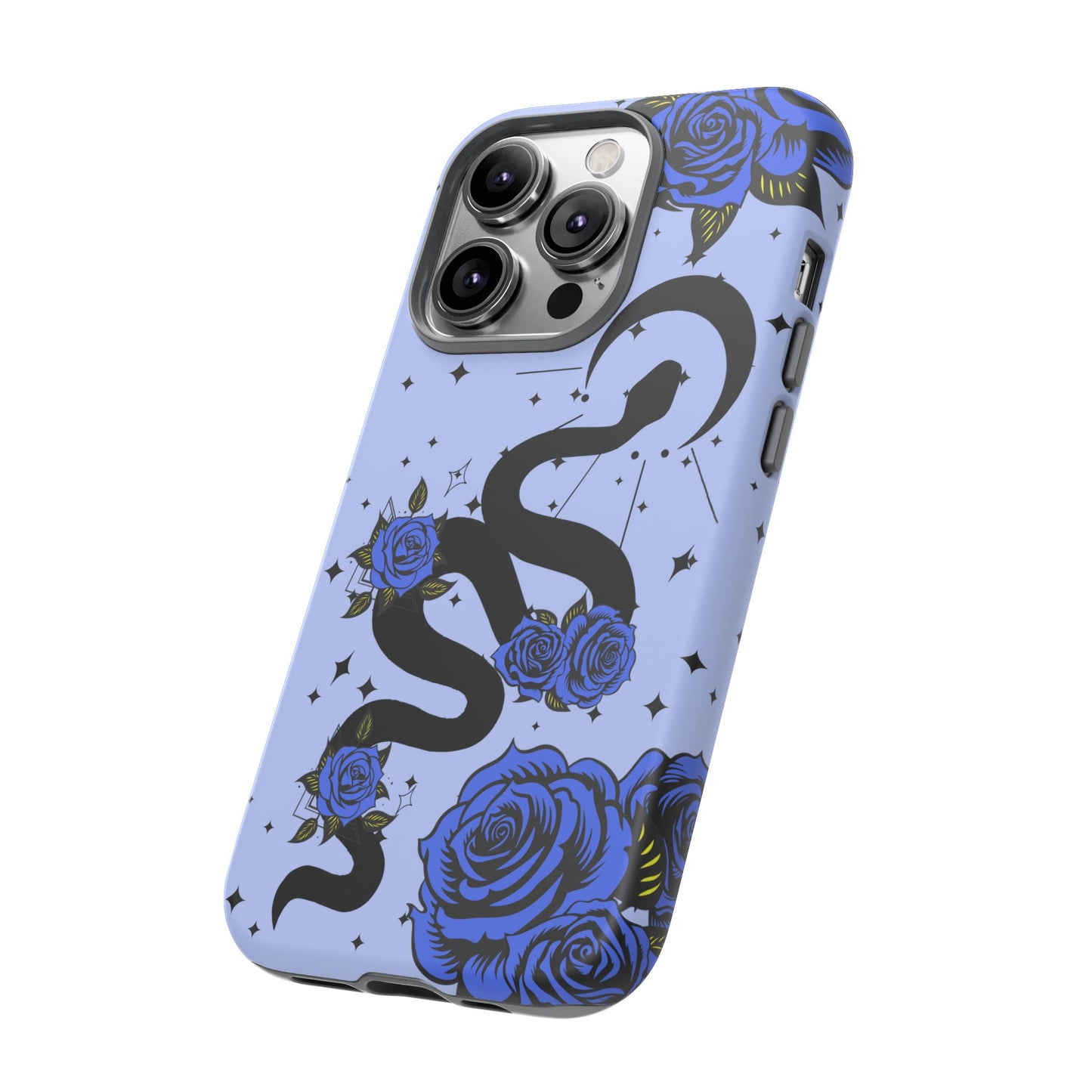 Blue Roses Crescent Moon Snake iPhone Case for iOS Devices