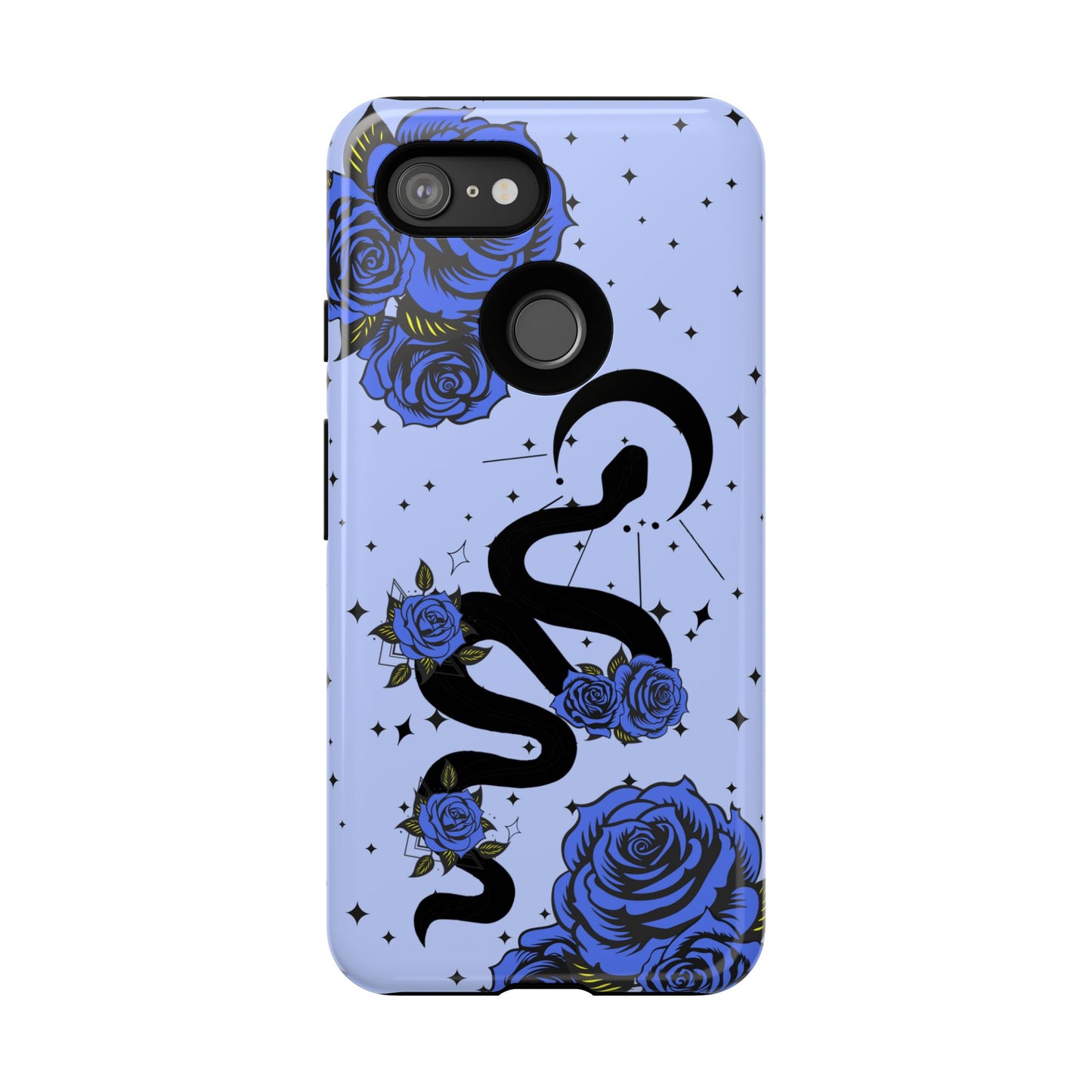 Blue Rose Crescent Moon Snake Google Pixel Phone Case for Android Devices