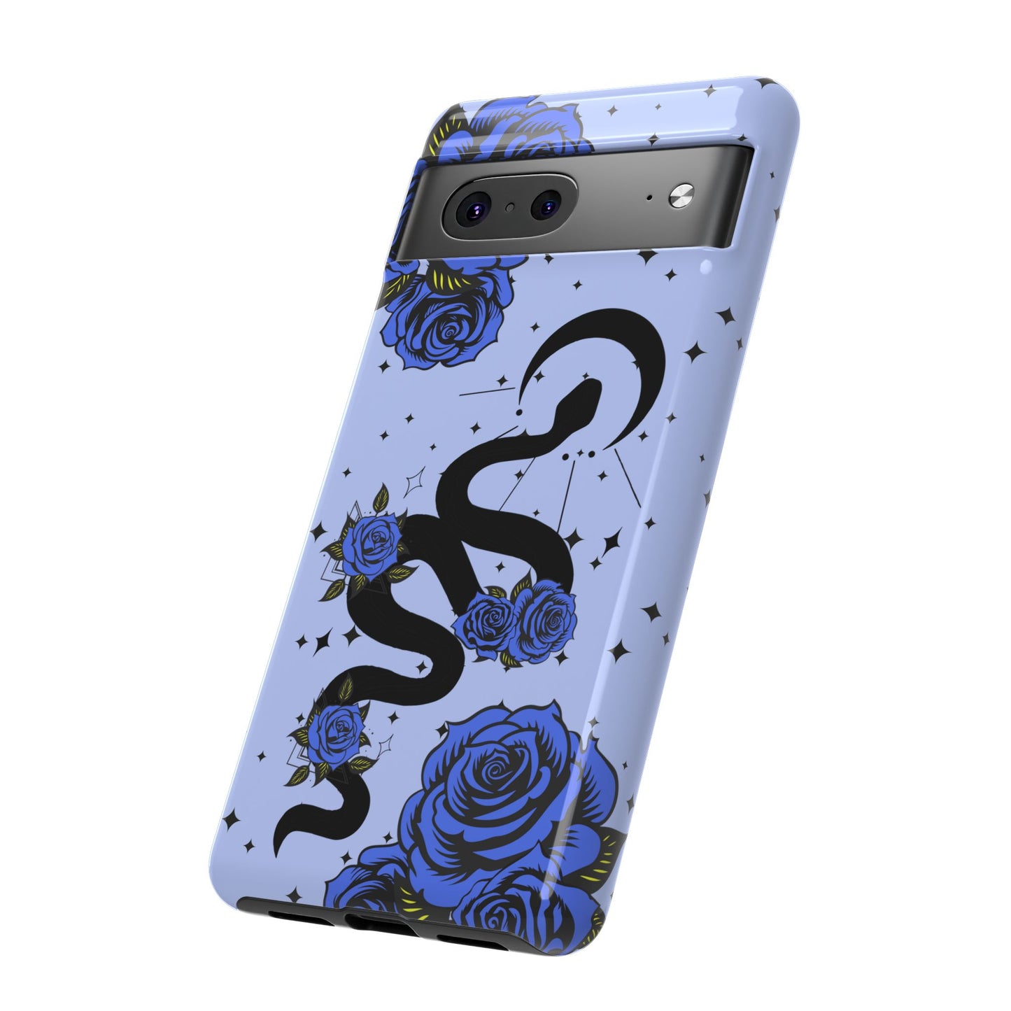 Blue Rose Crescent Moon Snake Google Pixel Phone Case for Android Devices