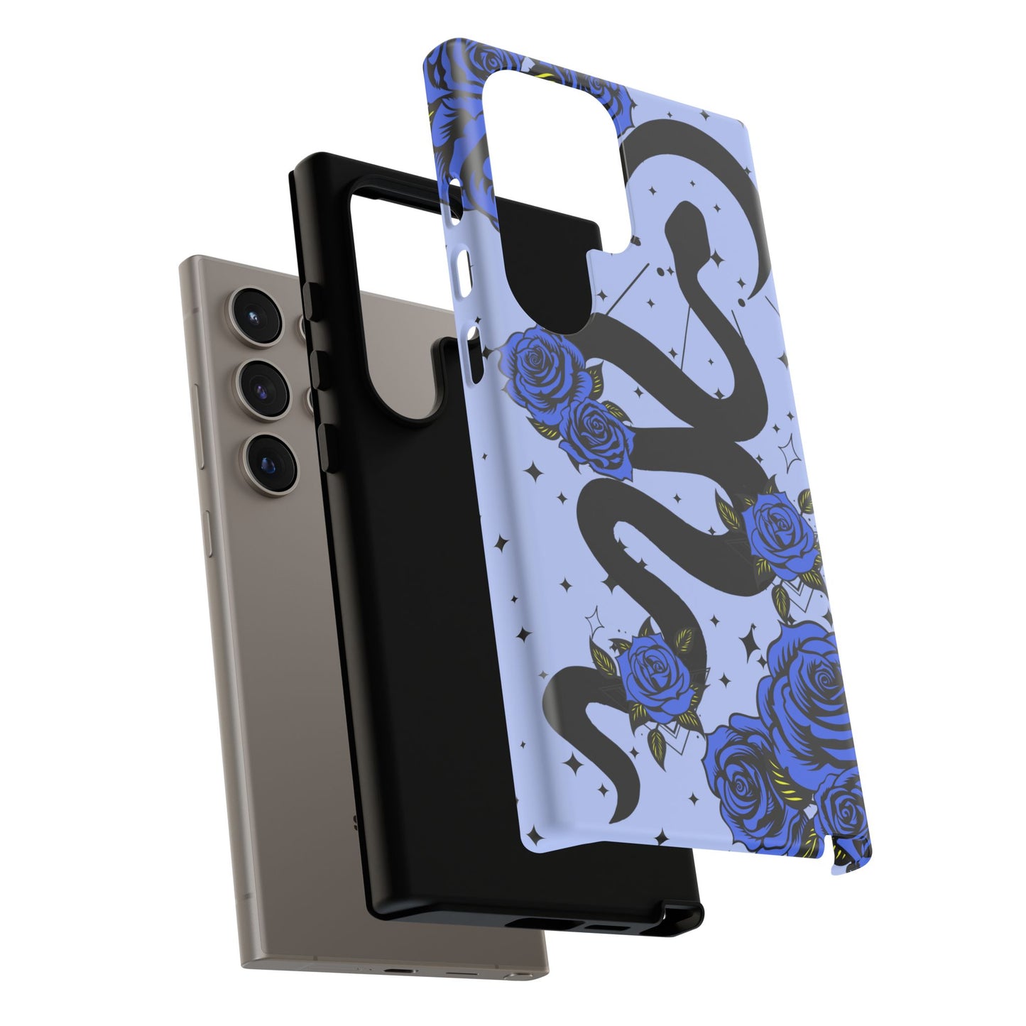Blue Rose Crescent Moon Snake Samsung Galaxy Case for Android Devices