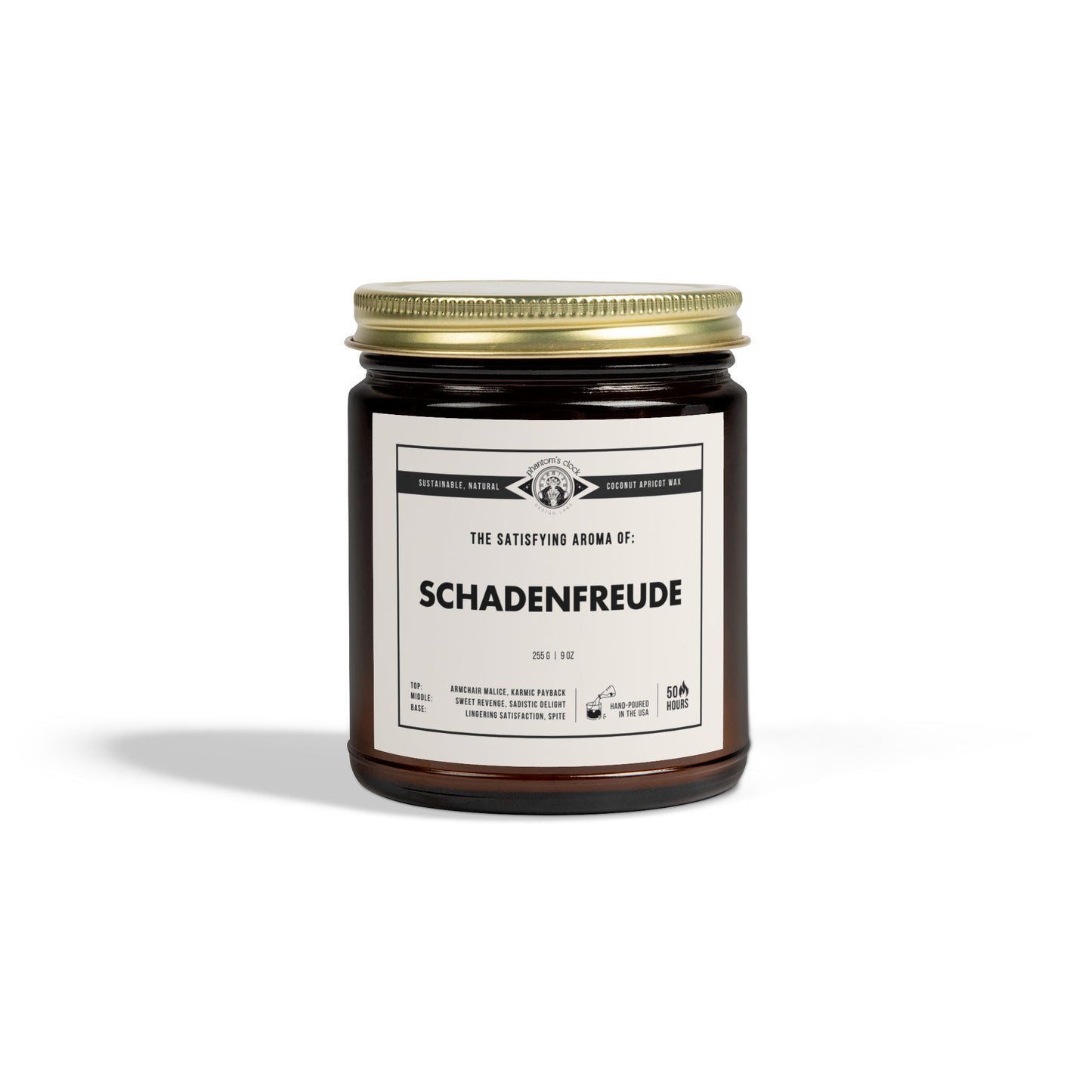 Funny Candle - Schadenfreude | Scented Coconut Apricot Wax Candle 9oz