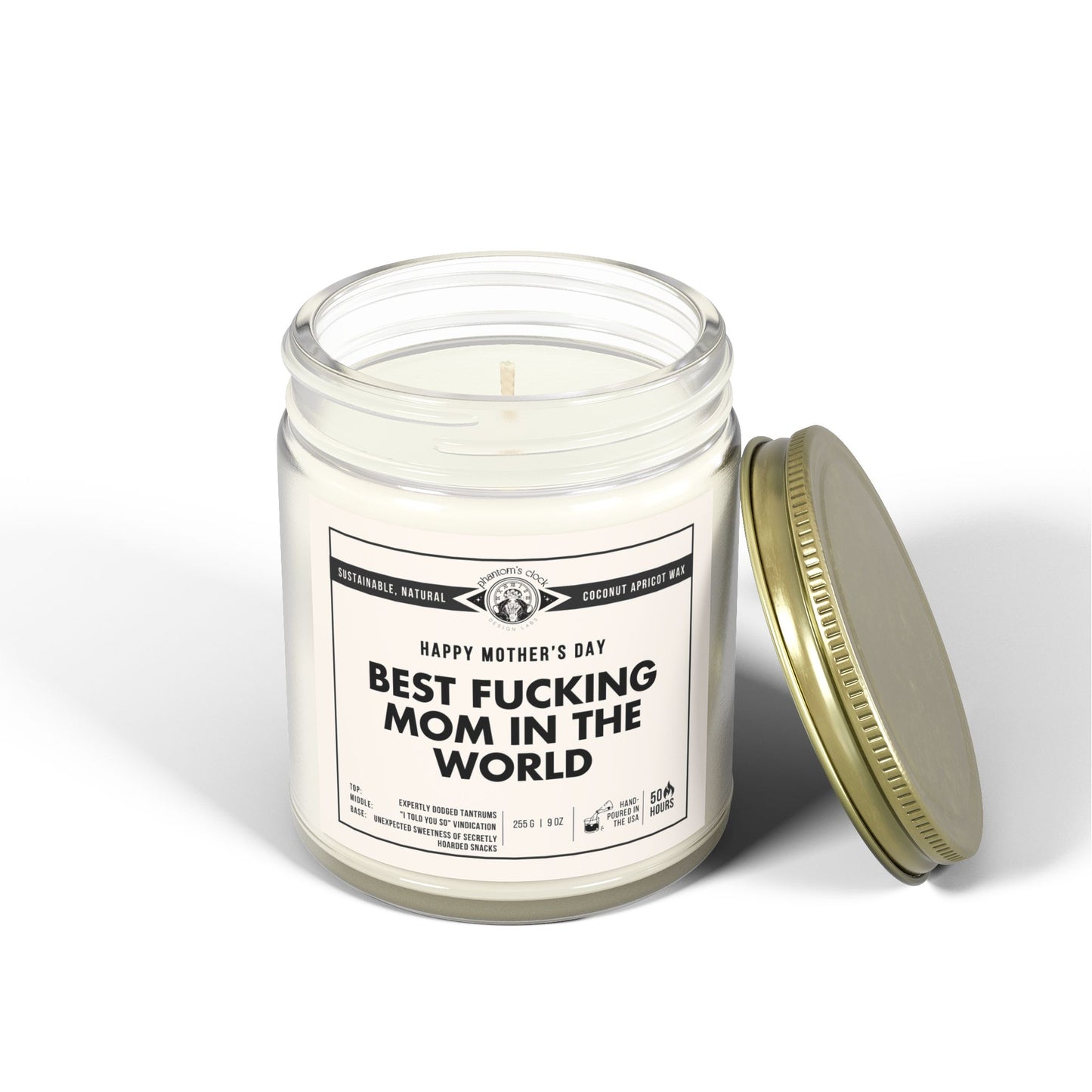 Funny Candle for Mother's Day - Best F-ing Mom In The World | Scented Coconut Apricot Wax Candle 9oz