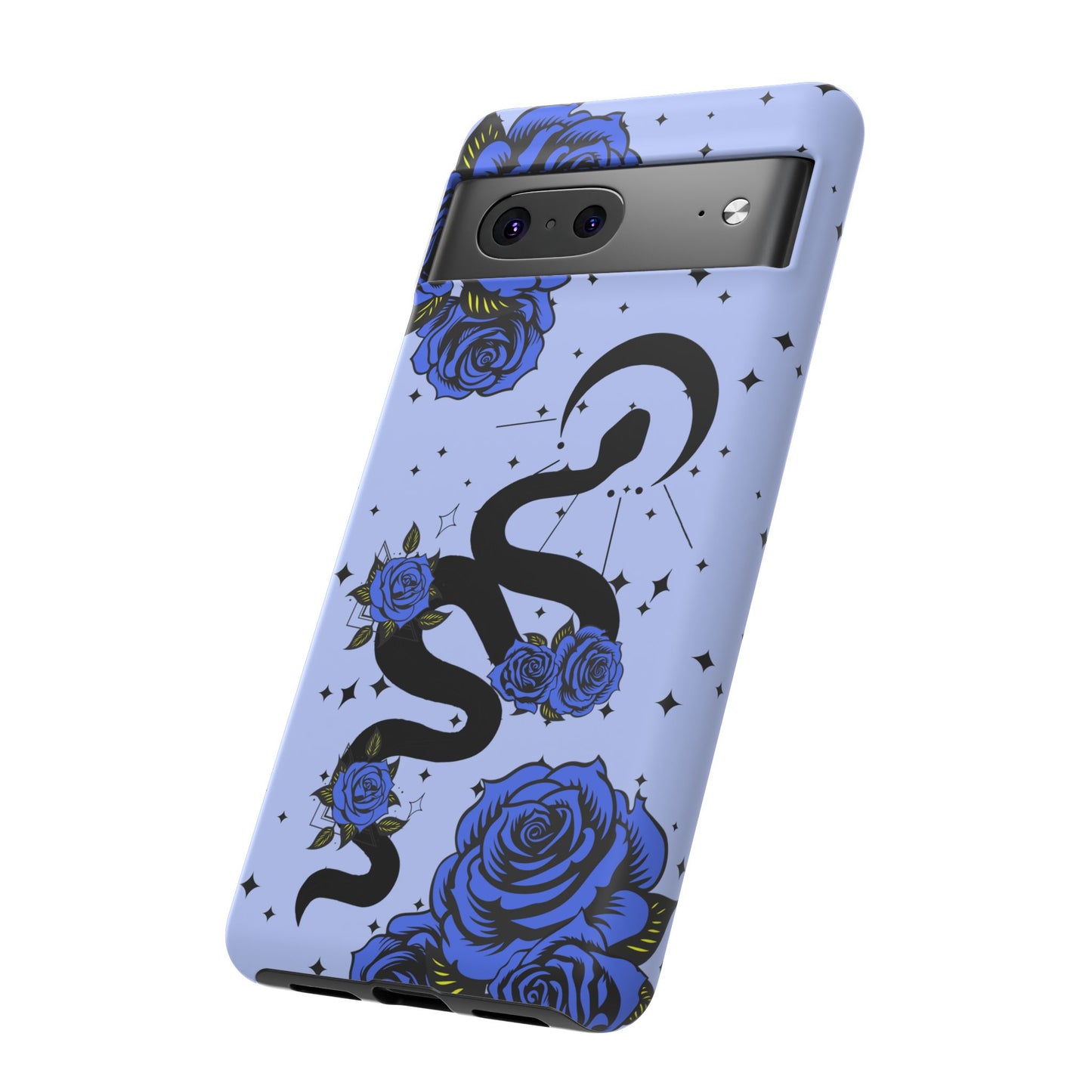 Blue Rose Crescent Moon Snake Google Pixel Phone Case for Android Devices