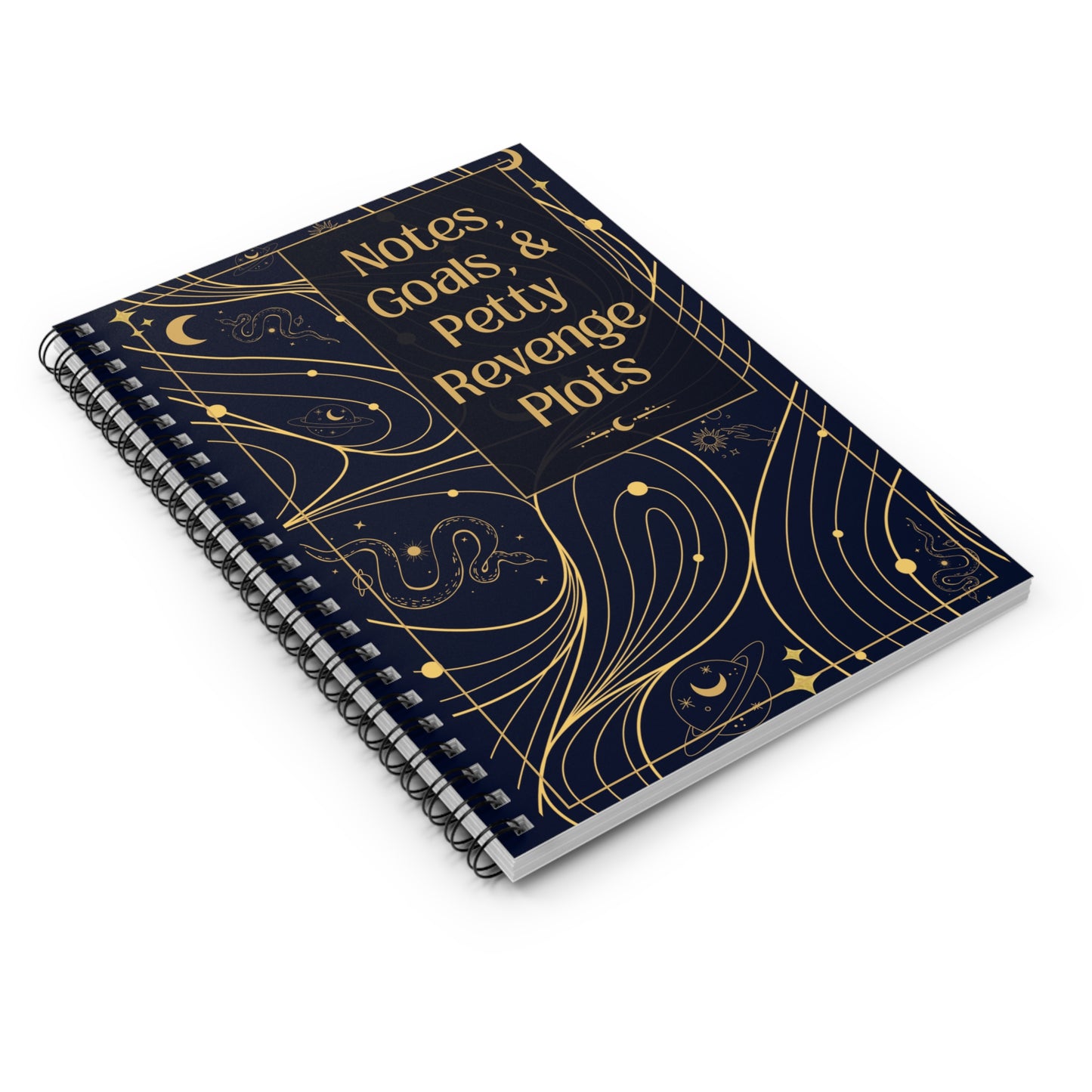 Cosmic Journal Funny Revenge Plots | Ruled Line Spiral Notebook