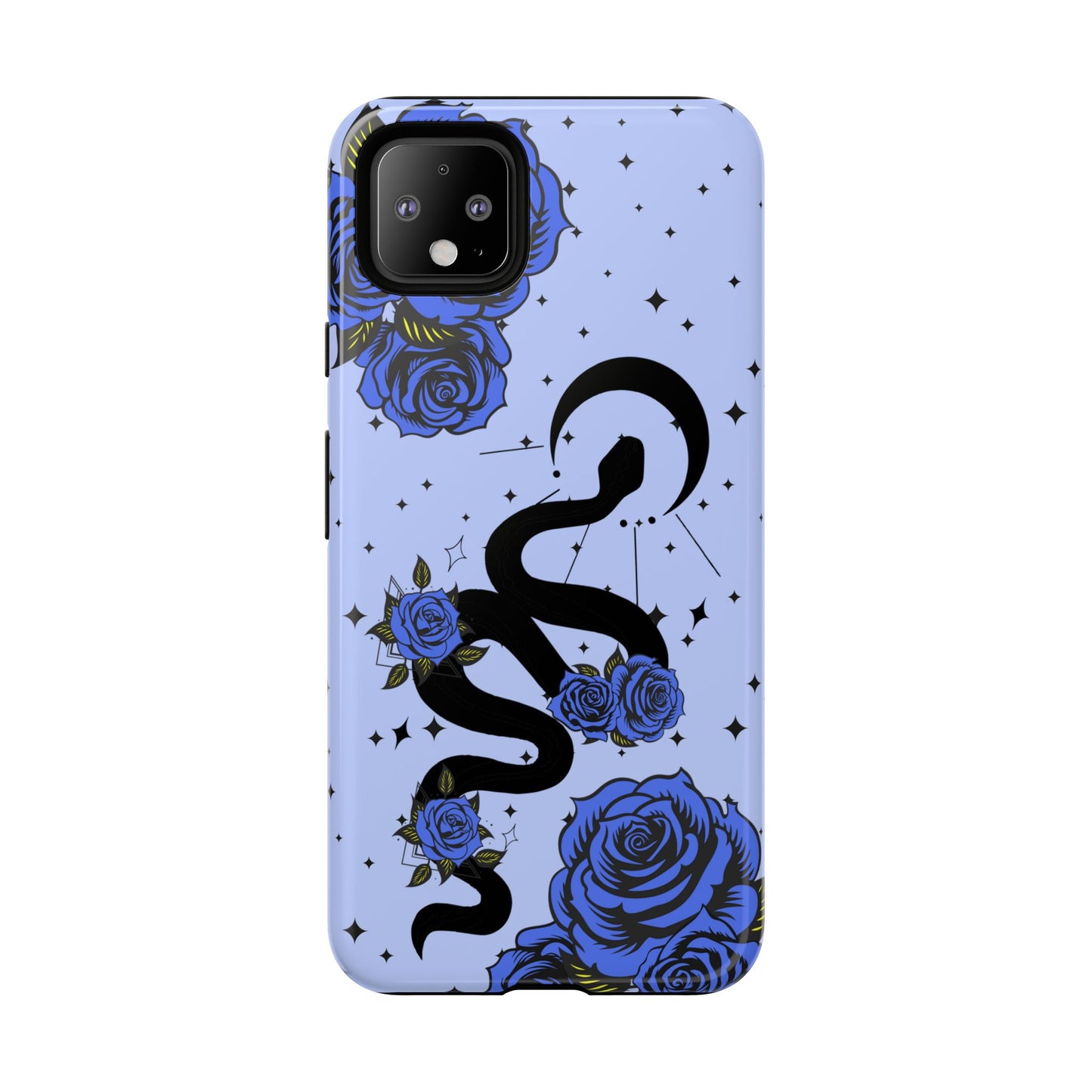 Blue Rose Crescent Moon Snake Google Pixel Phone Case for Android Devices