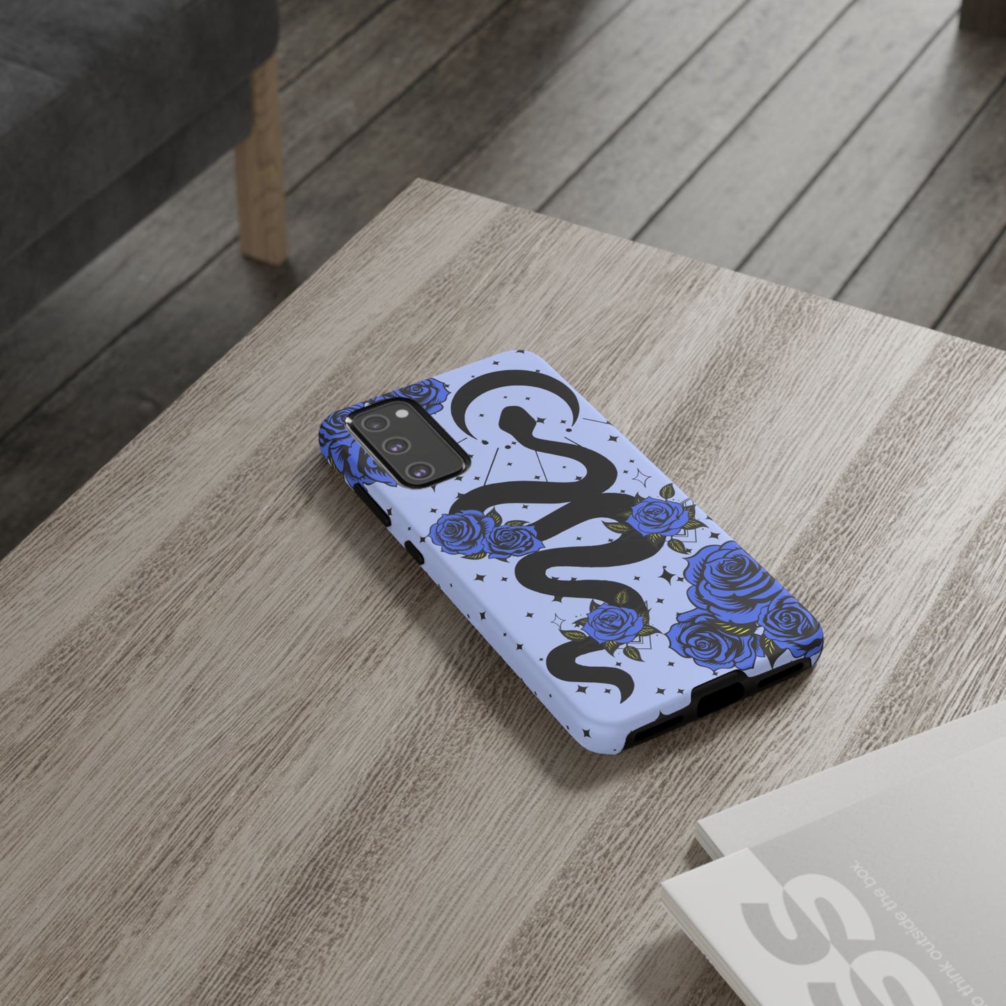 Blue Rose Crescent Moon Snake Samsung Galaxy Case for Android Devices