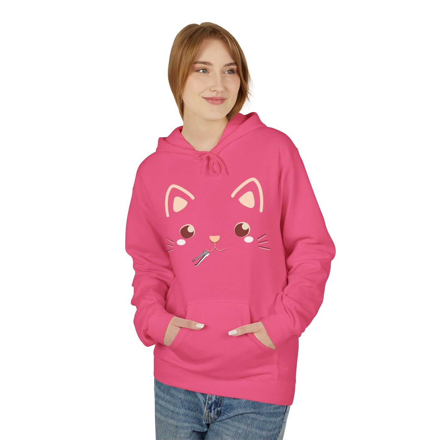 Kawaii Guilty Taco Cat - Front and Back Design Graphic Hoodie | Unisex Midweight Softstyle Fleece