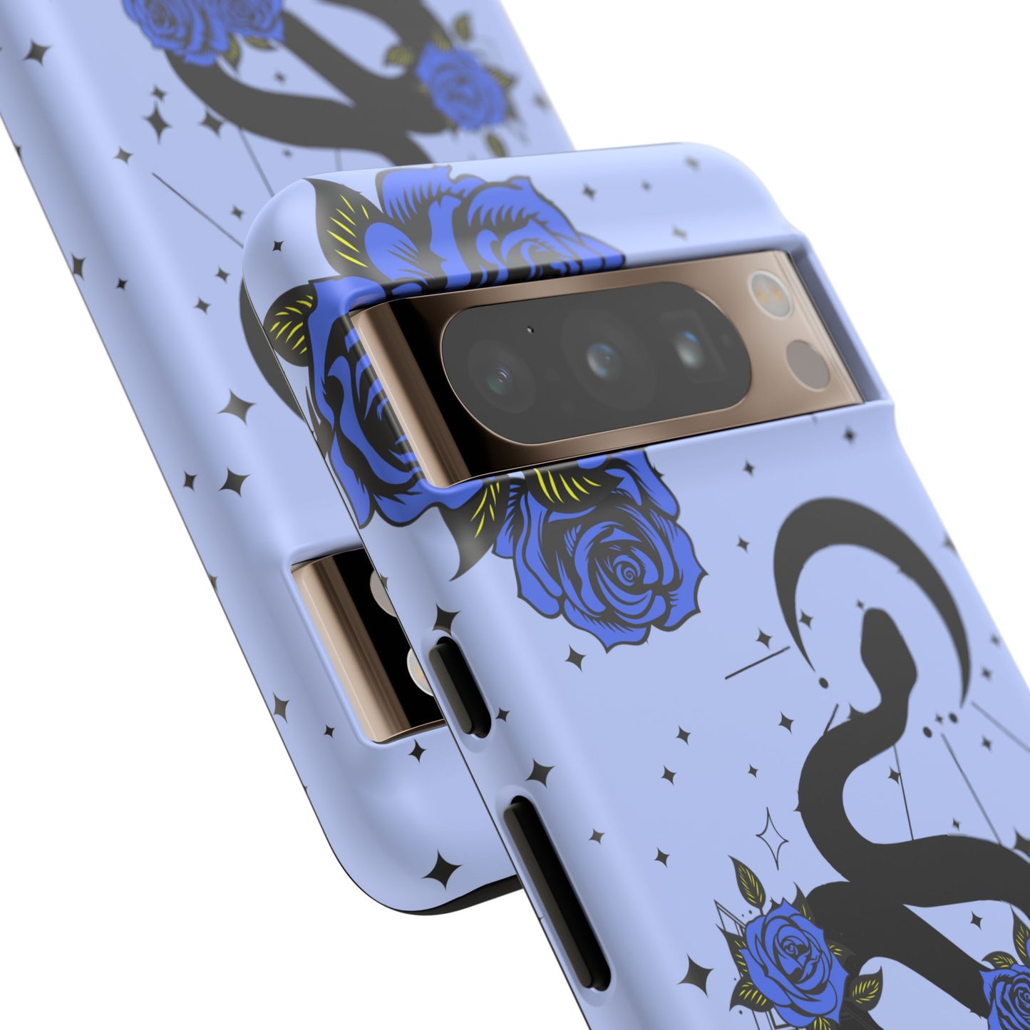Blue Rose Crescent Moon Snake Google Pixel Phone Case for Android Devices