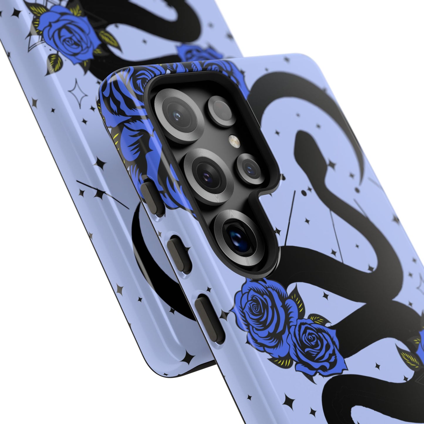 Blue Rose Crescent Moon Snake Samsung Galaxy Case for Android Devices