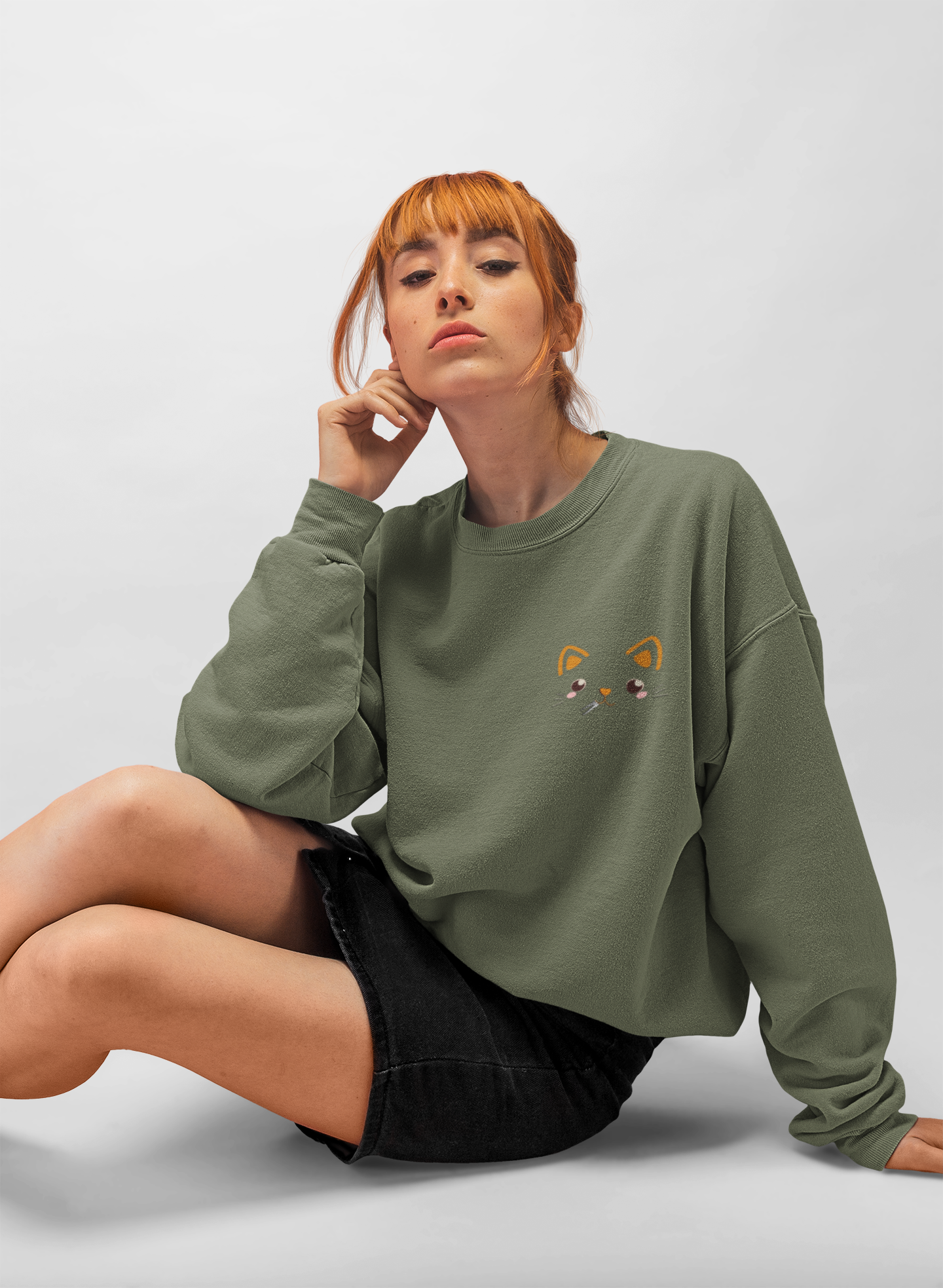 Kawaii Guilty Taco Cat - Front and Back Design Graphic Pullover | Unisex Heavy Blend™ Crewneck Sweatshirt