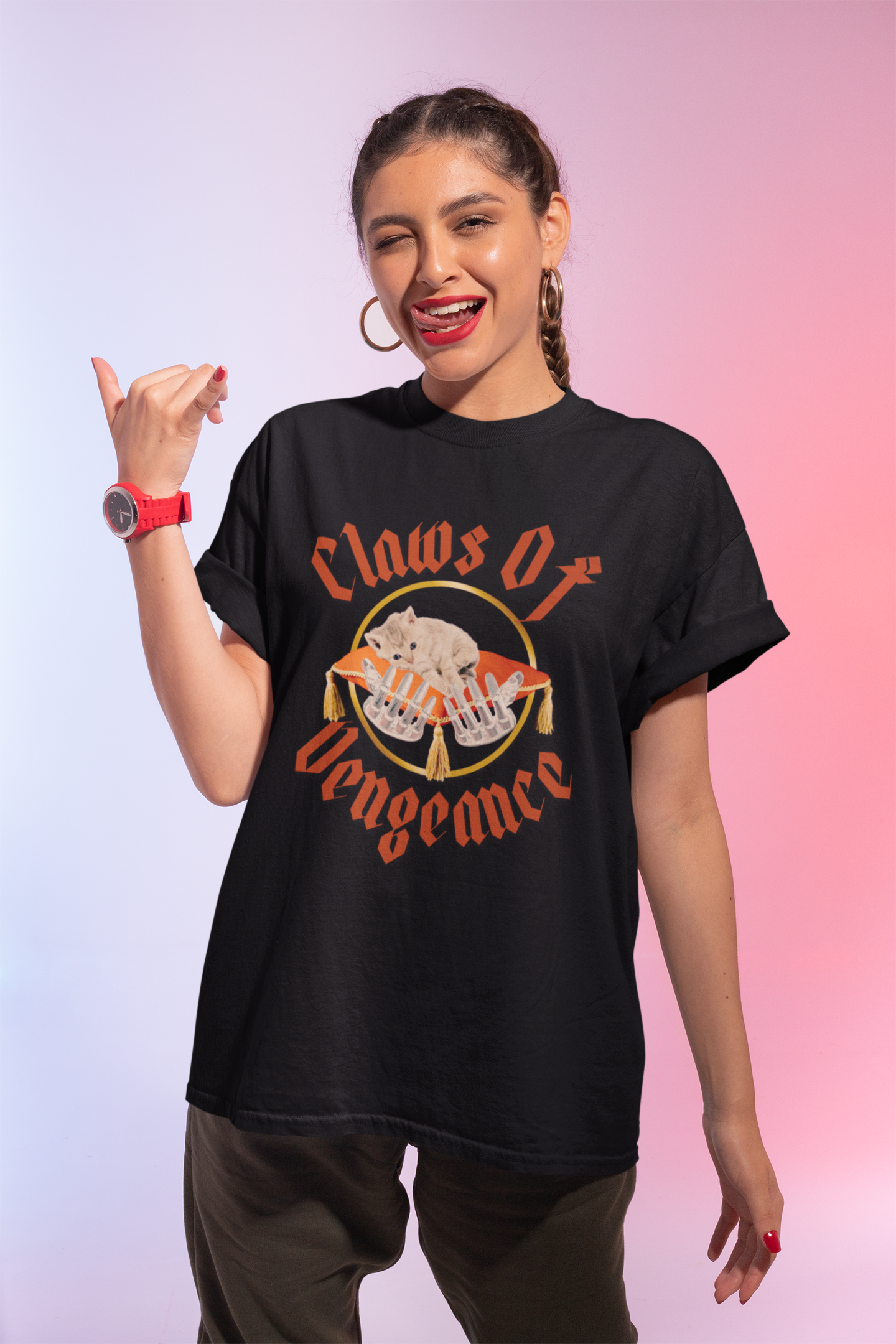 Heavy Metal Kitten Graphic Tee-Claws of Vengeance | Unisex Softstyle T-Shirt