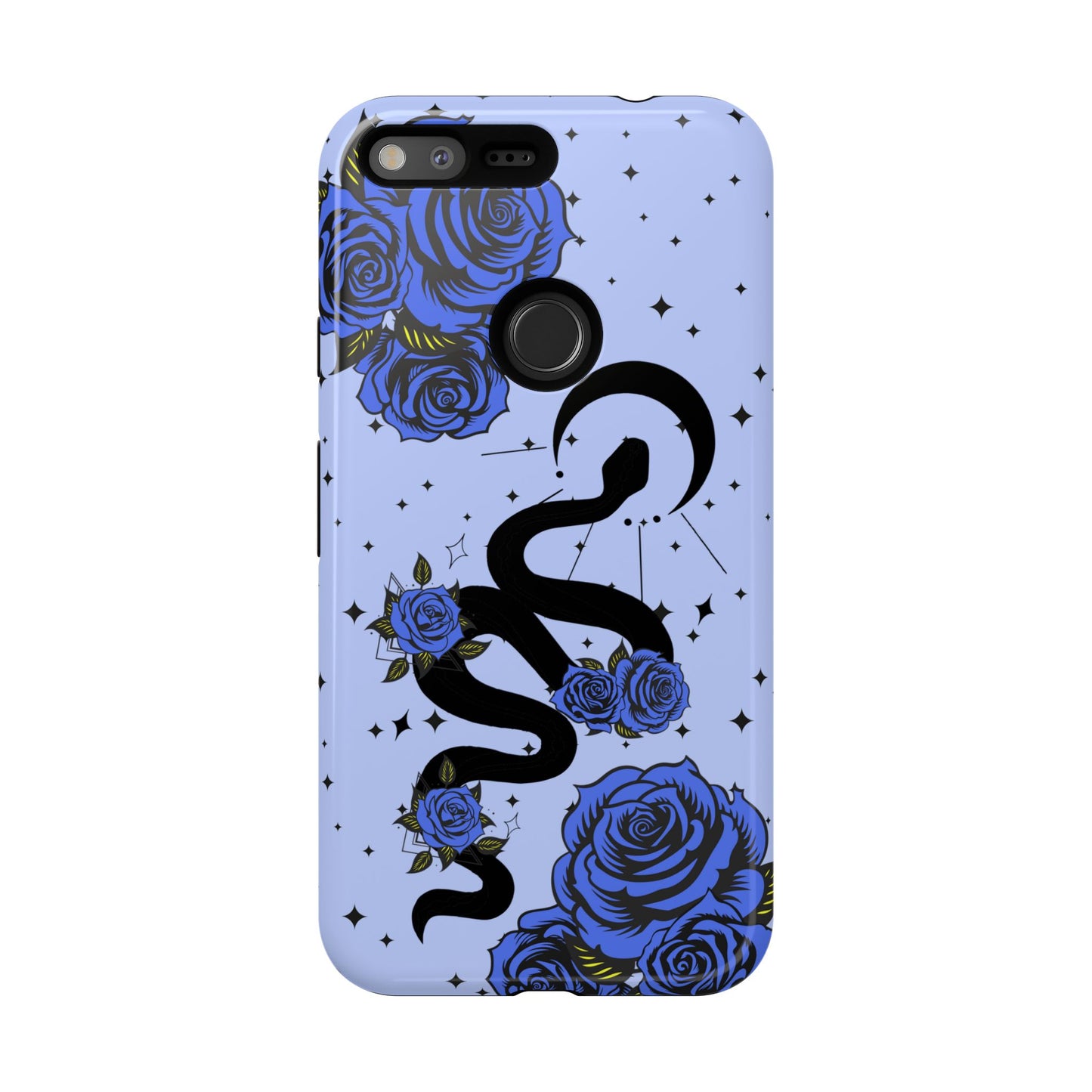 Blue Rose Crescent Moon Snake Google Pixel Phone Case for Android Devices