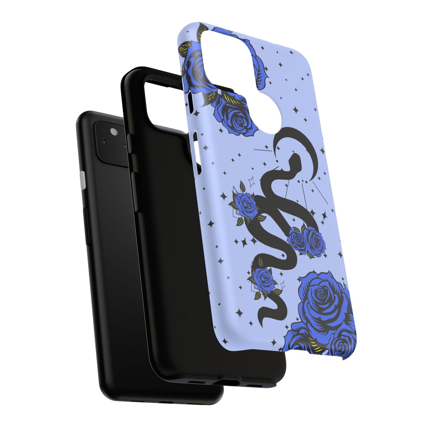 Blue Rose Crescent Moon Snake Google Pixel Phone Case for Android Devices