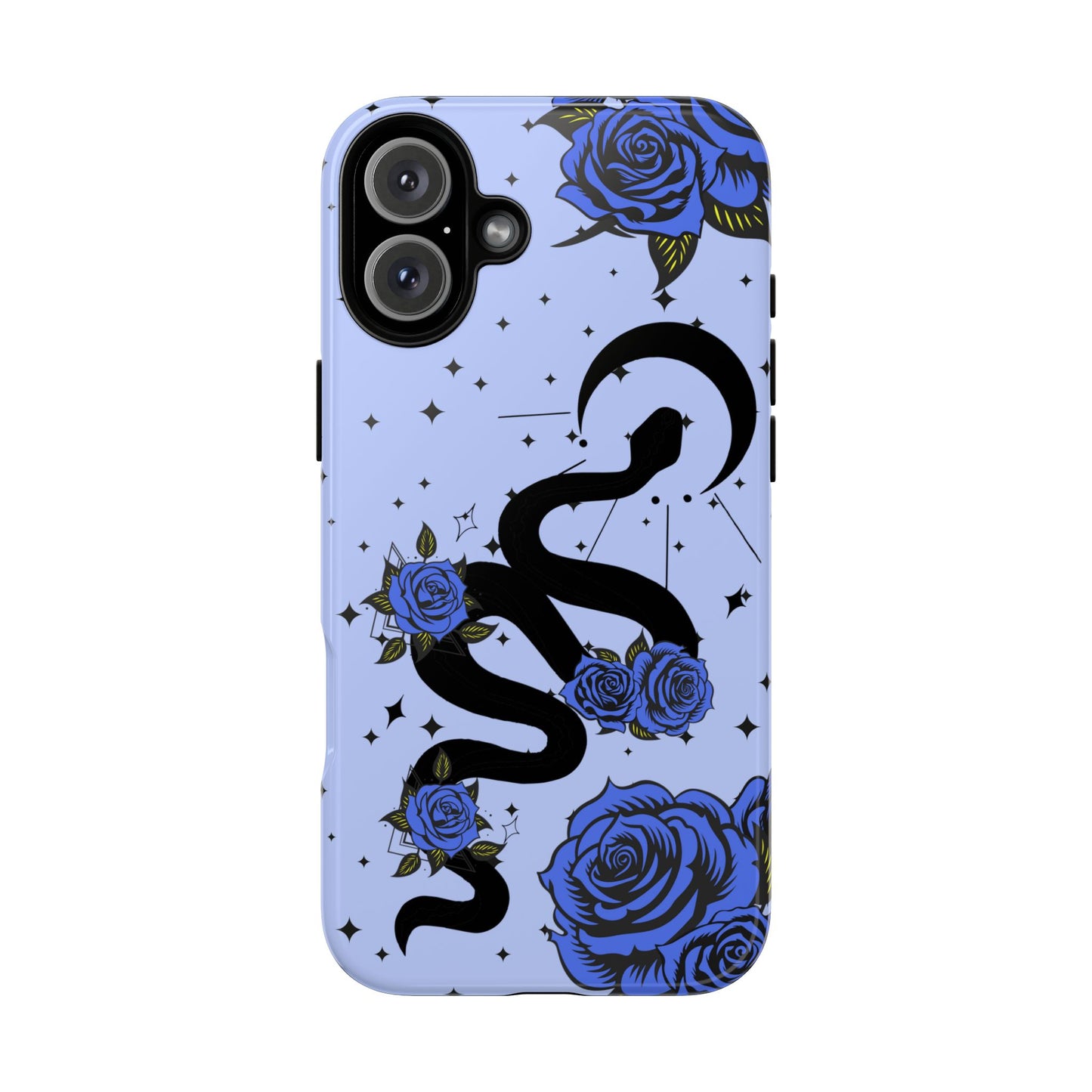 Blue Roses Crescent Moon Snake iPhone Case for iOS Devices