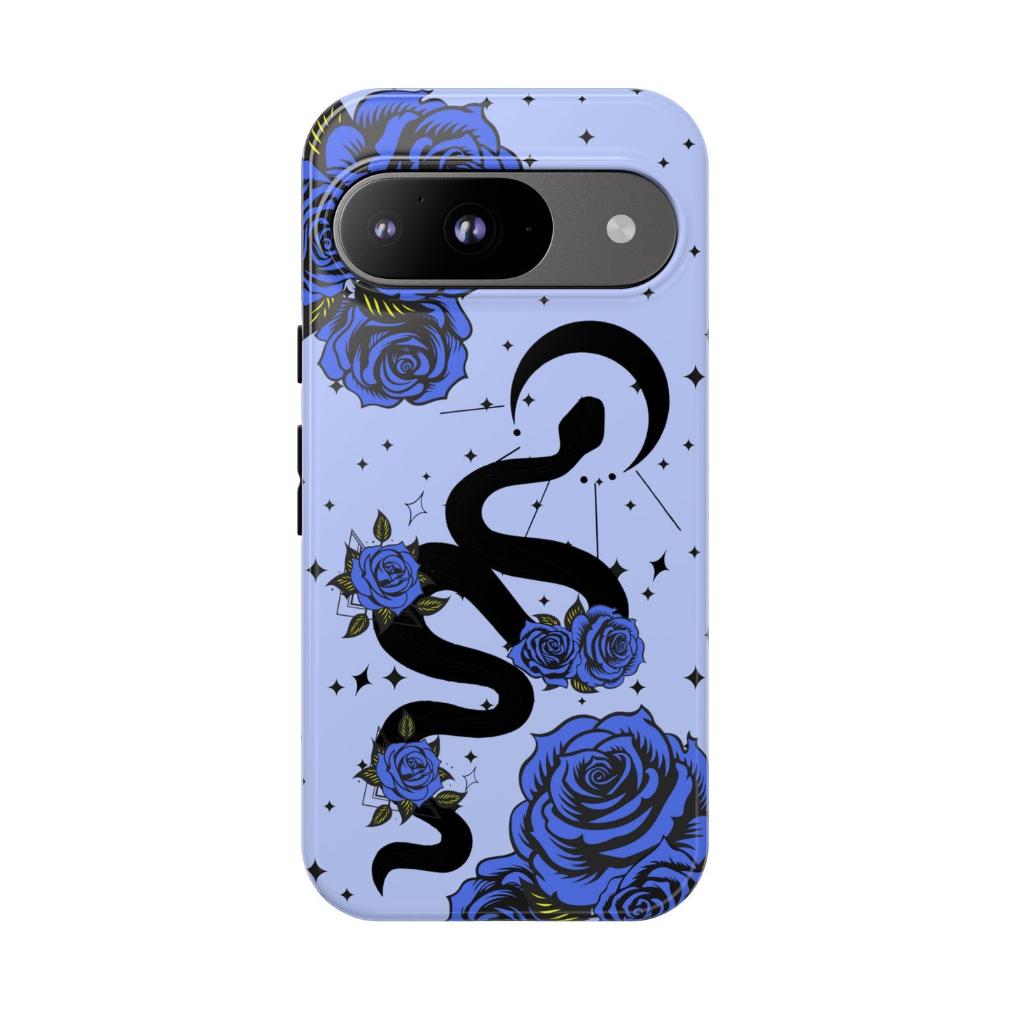 Blue Rose Crescent Moon Snake Google Pixel Phone Case for Android Devices