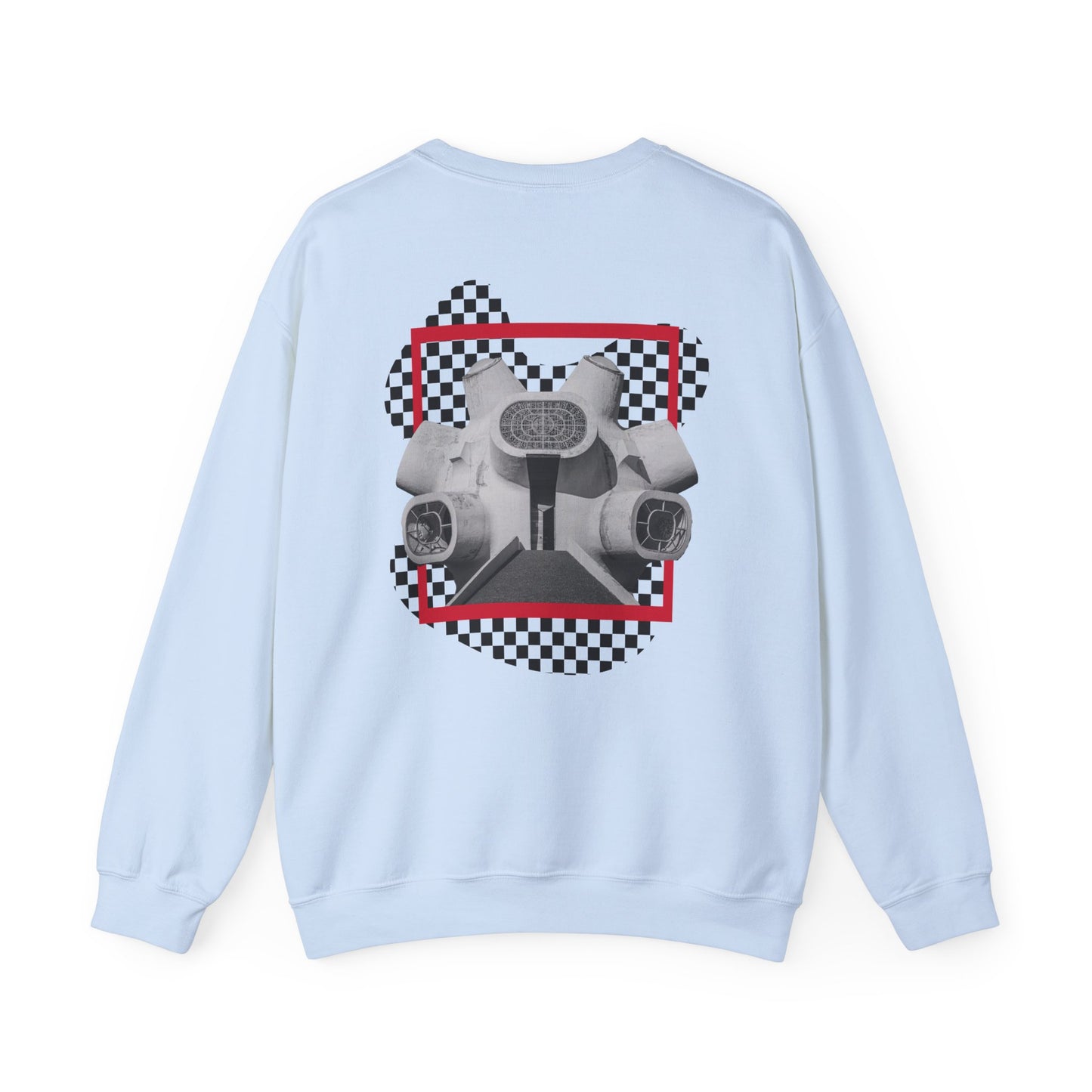 Adequate Parody Checkerboard Front and Back Graphic Pullover | Unisex Heavy Blend™ Crewneck Sweatshirt