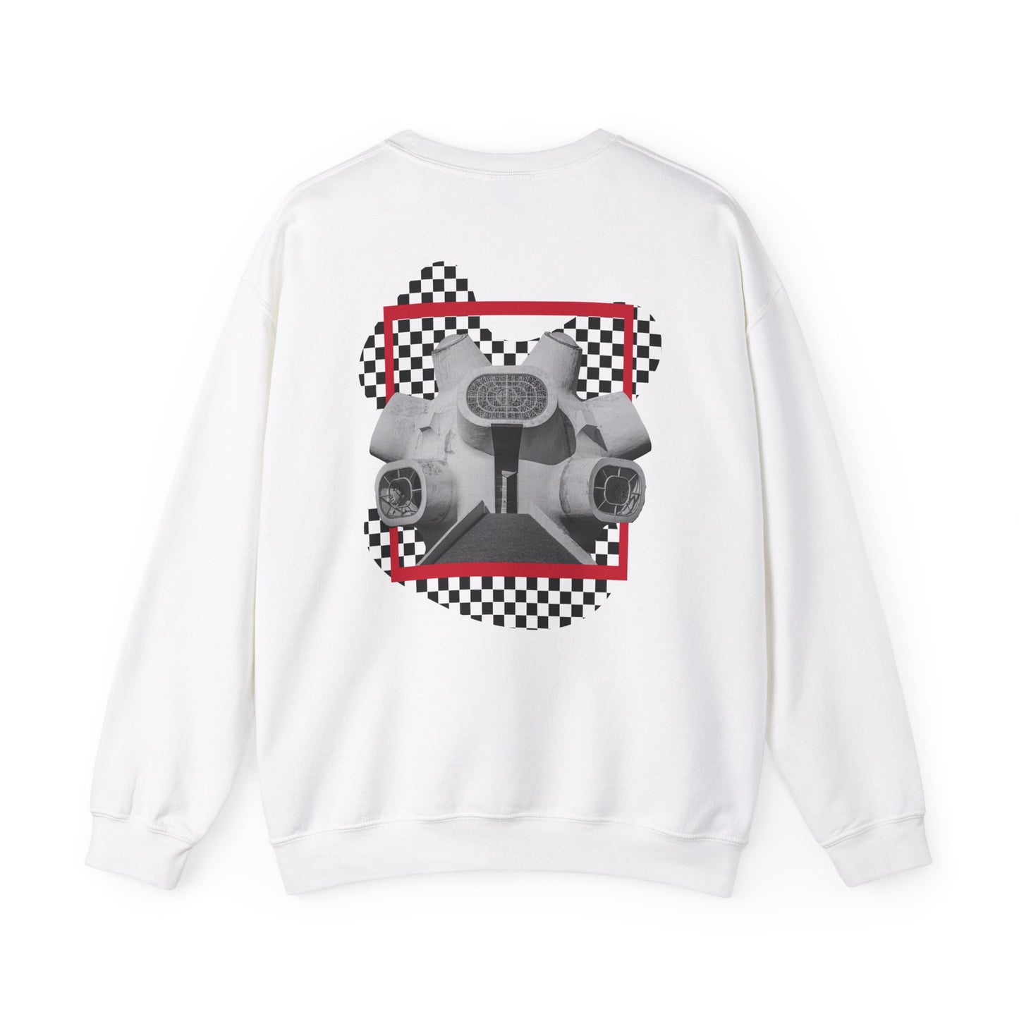 Adequate Parody Checkerboard Front and Back Graphic Pullover | Unisex Heavy Blend™ Crewneck Sweatshirt