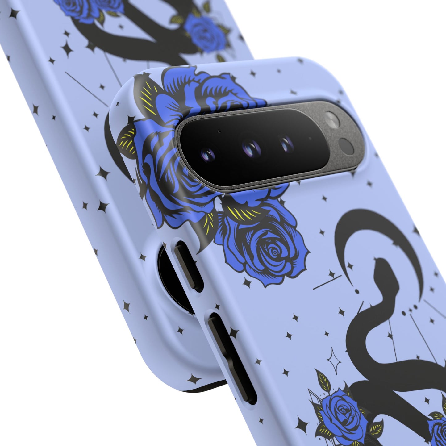 Blue Rose Crescent Moon Snake Google Pixel Phone Case for Android Devices