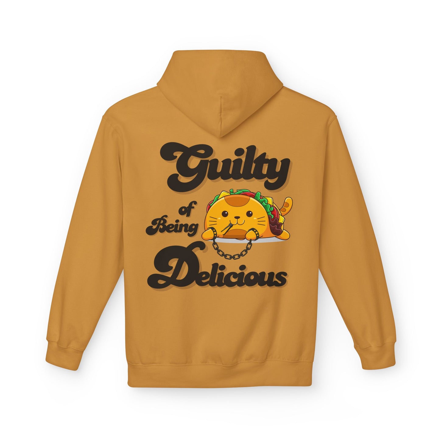 Kawaii Guilty Taco Cat - Front and Back Design Graphic Hoodie | Unisex Midweight Softstyle Fleece