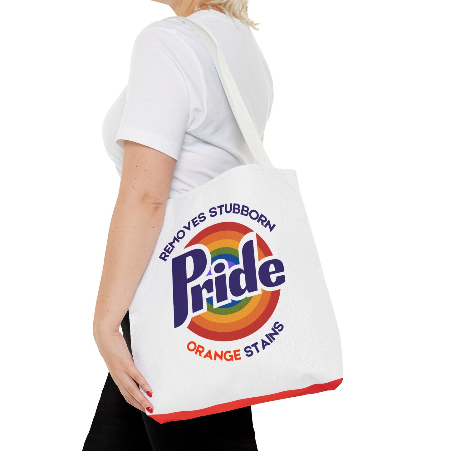 Canvas Tote - Pride Gets Rid of Stubborn Orange Stains Rainbow Design
