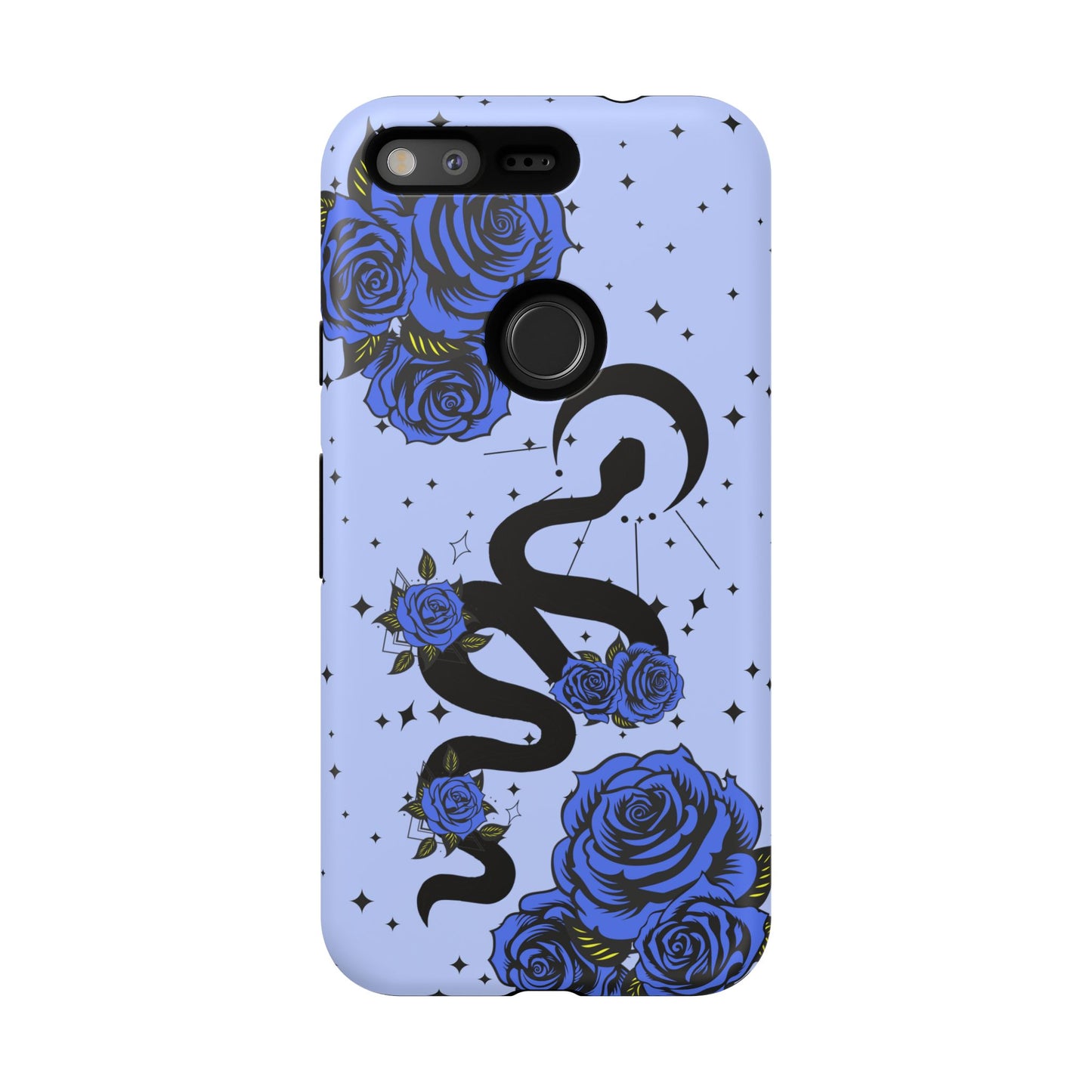 Blue Rose Crescent Moon Snake Google Pixel Phone Case for Android Devices