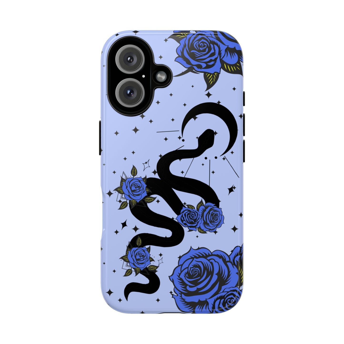 Blue Roses Crescent Moon Snake iPhone Case for iOS Devices