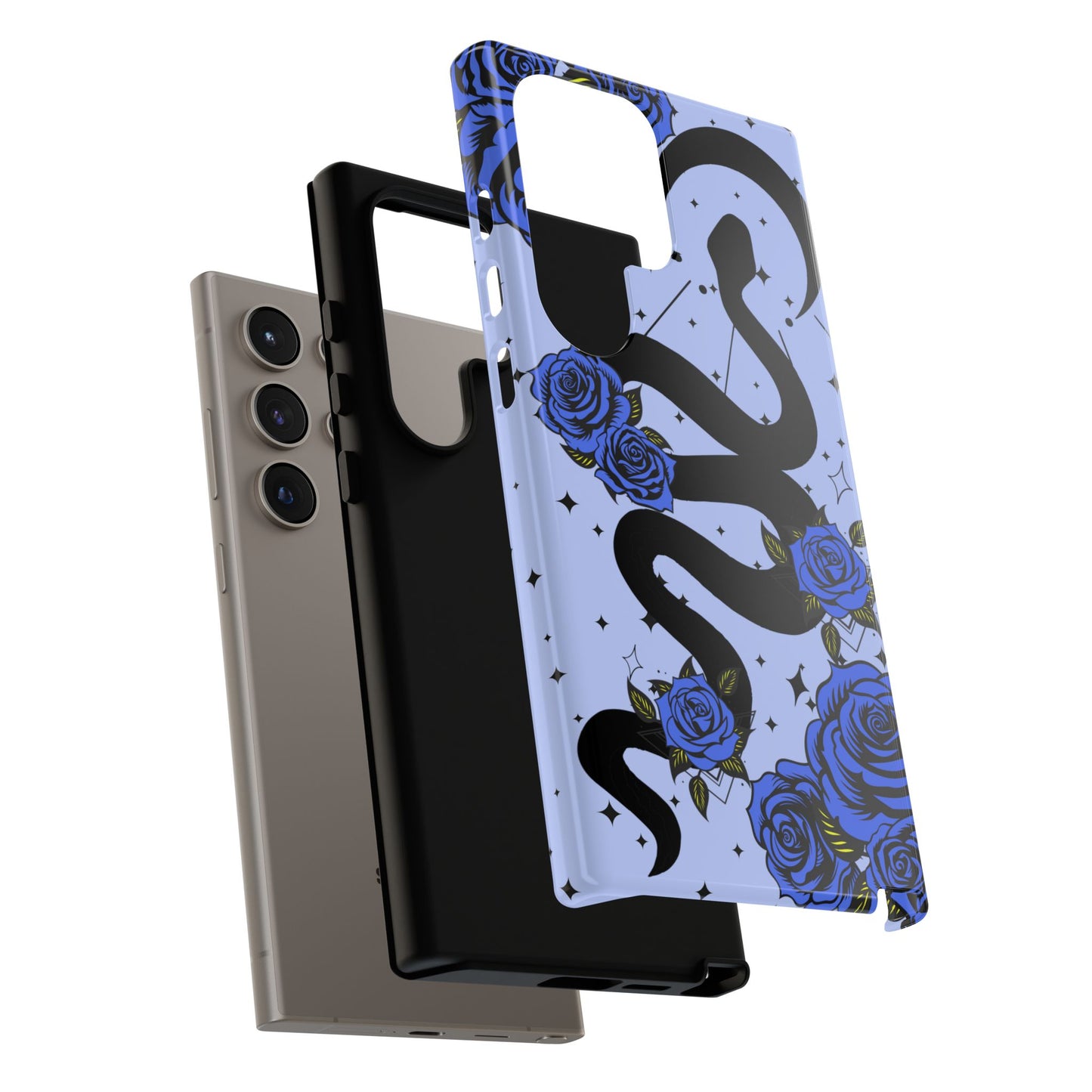 Blue Rose Crescent Moon Snake Samsung Galaxy Case for Android Devices