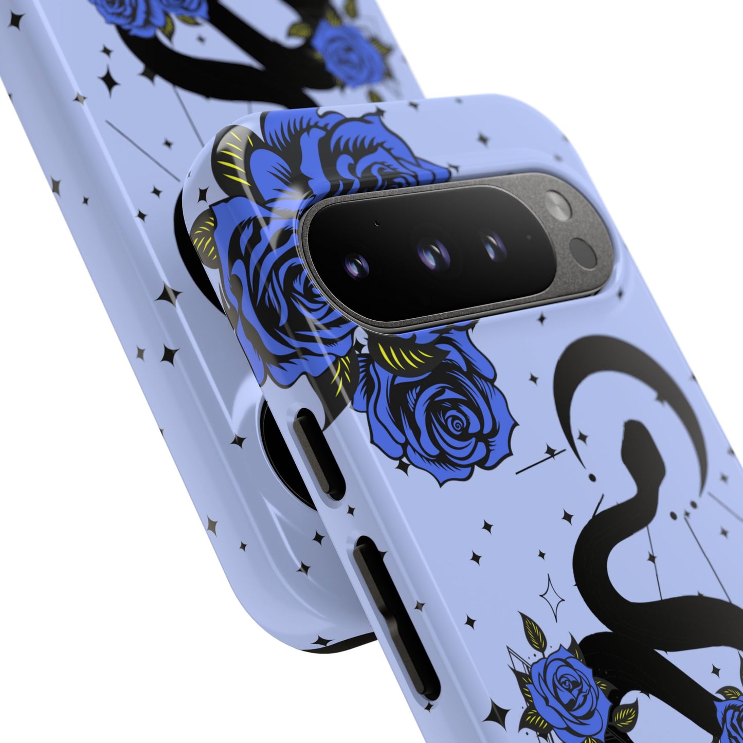 Blue Rose Crescent Moon Snake Google Pixel Phone Case for Android Devices