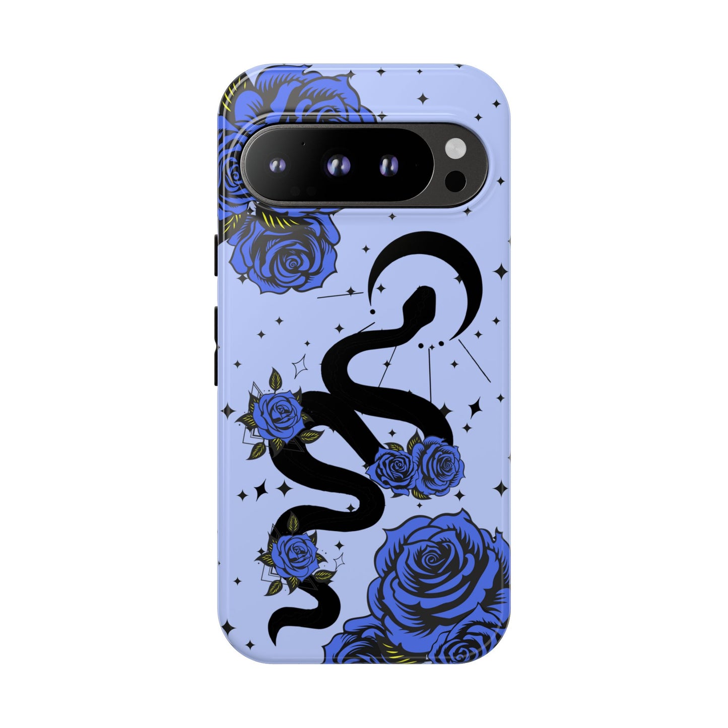 Blue Rose Crescent Moon Snake Google Pixel Phone Case for Android Devices