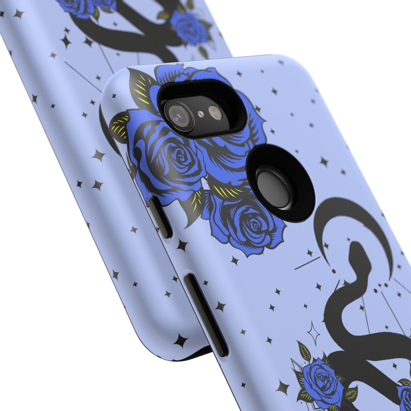 Blue Rose Crescent Moon Snake Google Pixel Phone Case for Android Devices