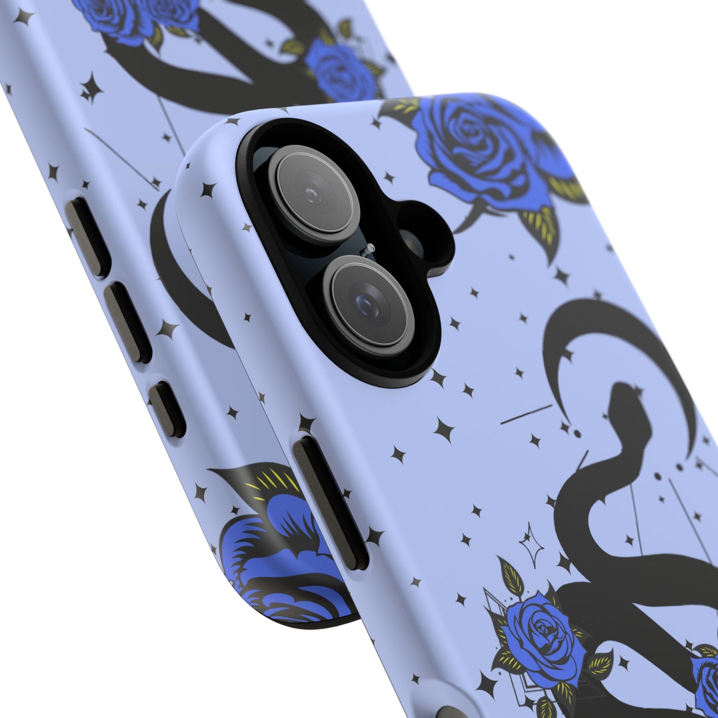 Blue Roses Crescent Moon Snake iPhone Case for iOS Devices