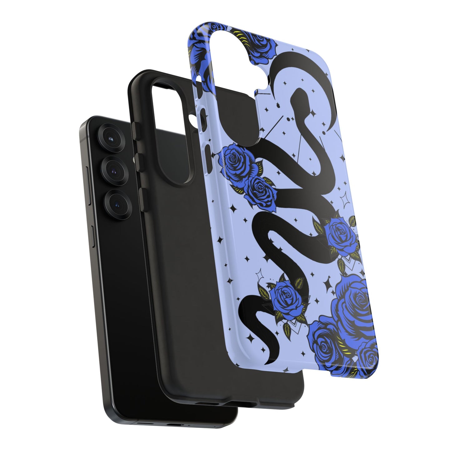 Blue Rose Crescent Moon Snake Samsung Galaxy Case for Android Devices