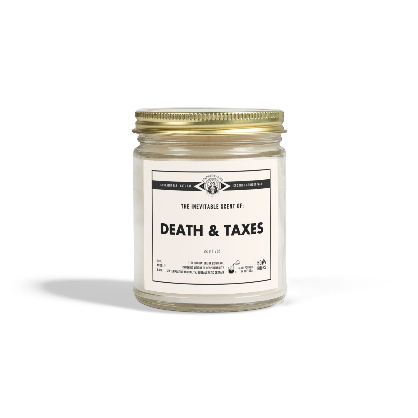 Death & Taxes | Scented Coconut Apricot Wax Candle 9oz