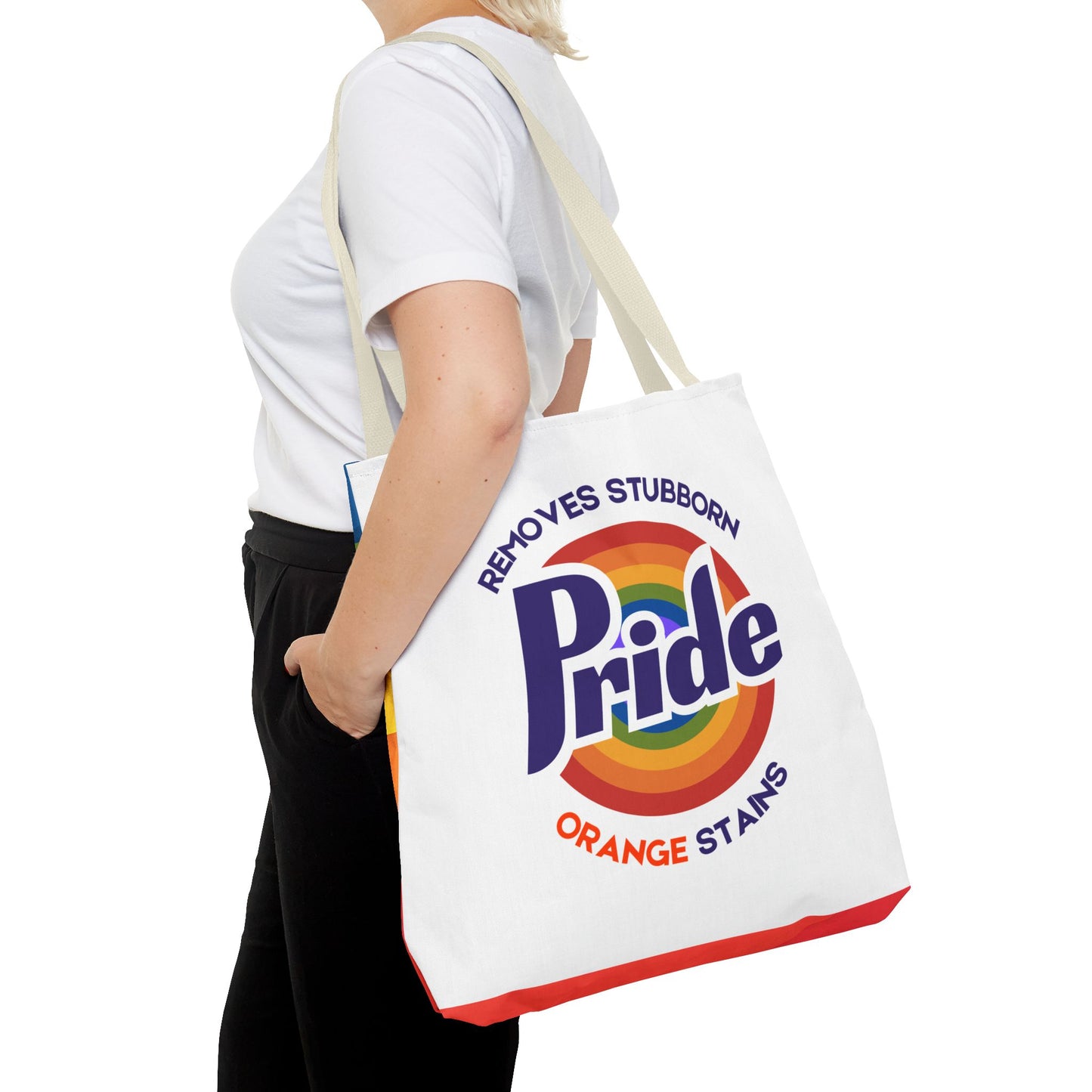 Canvas Tote - Pride Gets Rid of Stubborn Orange Stains Rainbow Design
