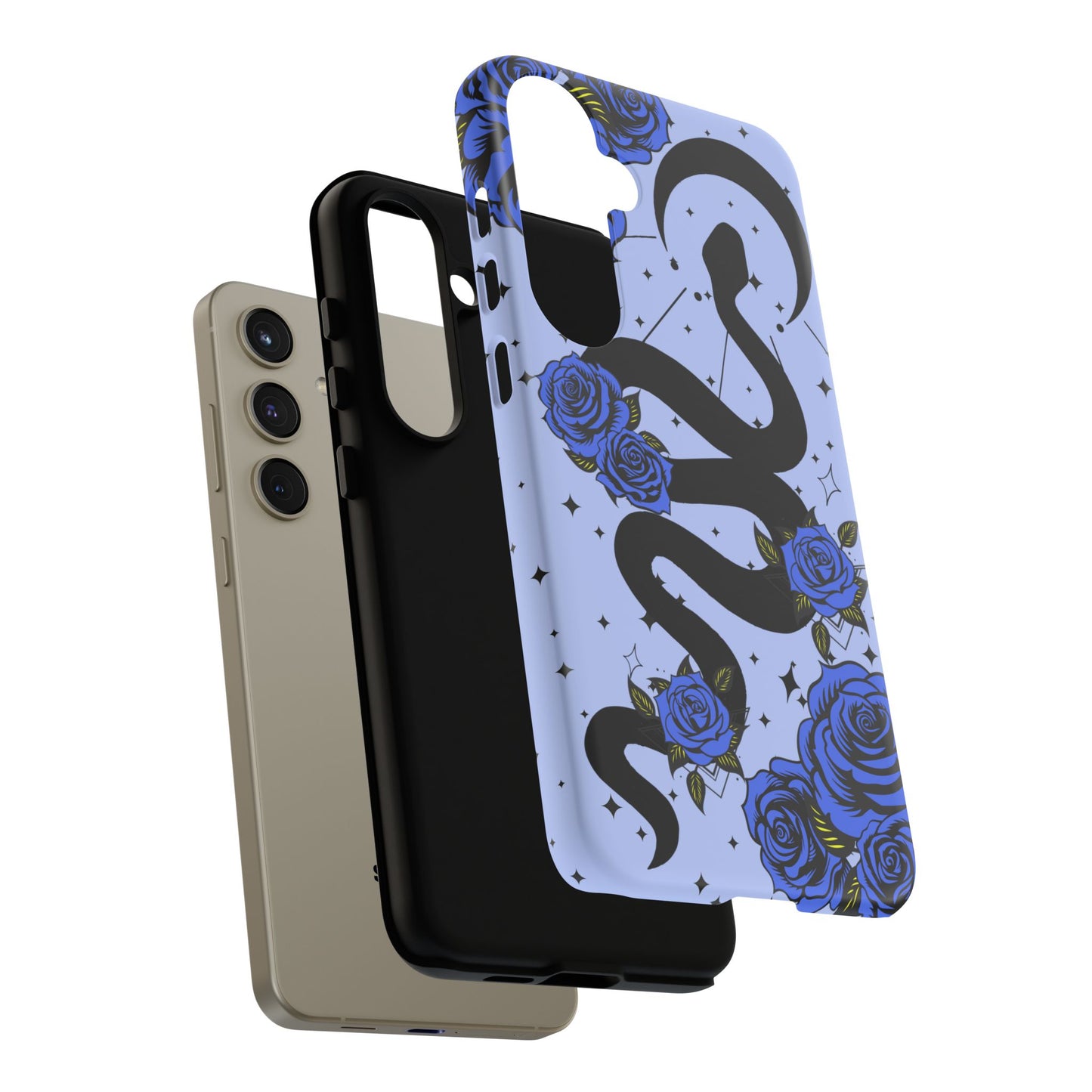 Blue Rose Crescent Moon Snake Samsung Galaxy Case for Android Devices