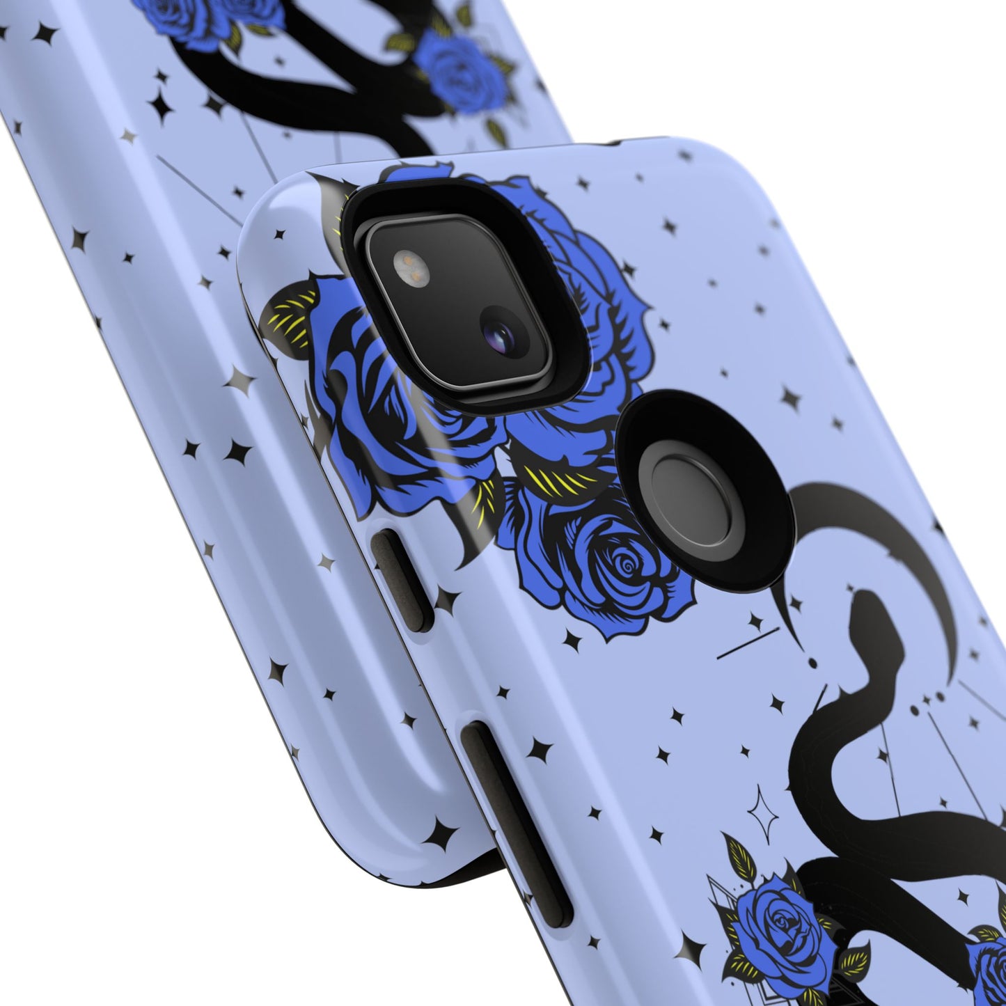 Blue Rose Crescent Moon Snake Google Pixel Phone Case for Android Devices