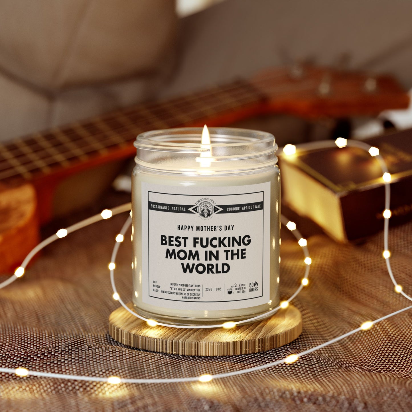 Funny Candle for Mother's Day - Best F-ing Mom In The World | Scented Coconut Apricot Wax Candle 9oz