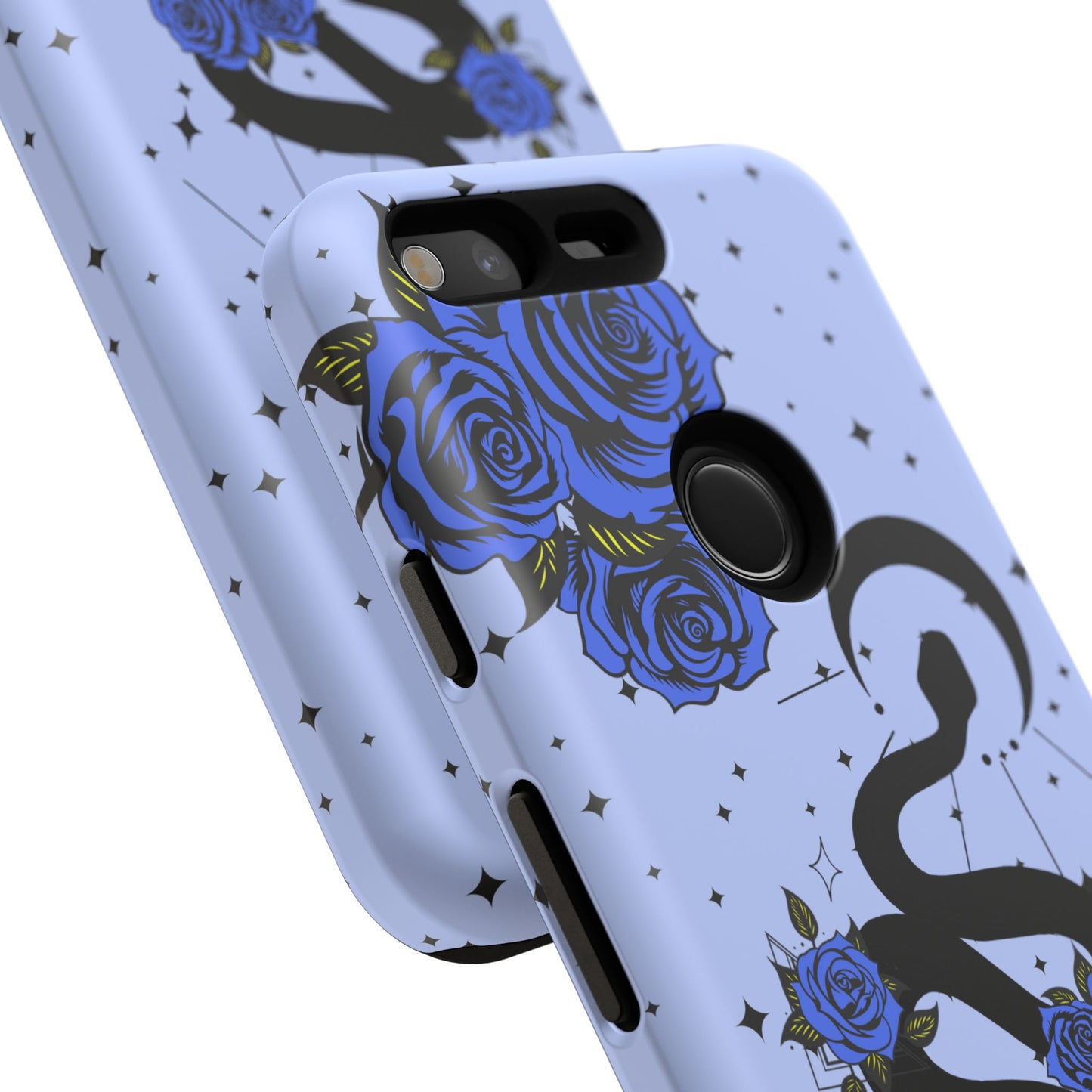 Blue Rose Crescent Moon Snake Google Pixel Phone Case for Android Devices