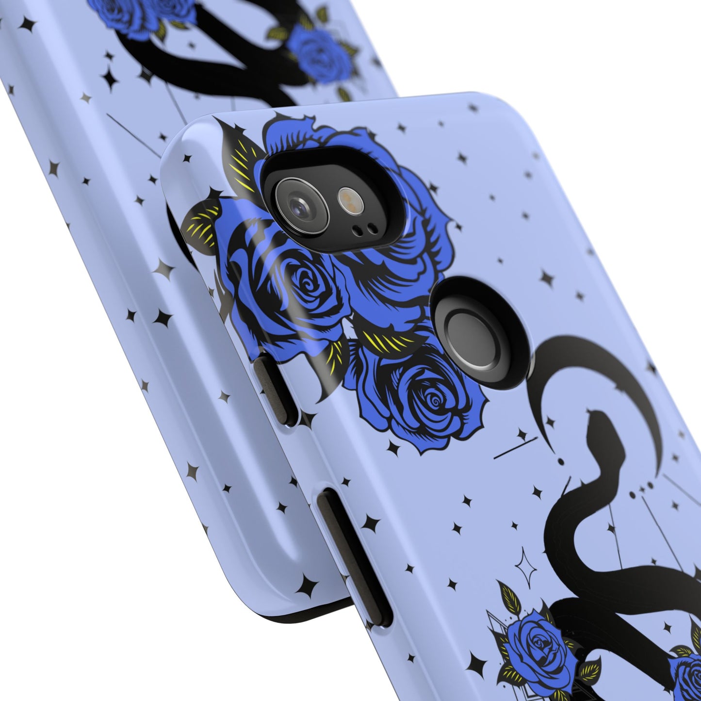 Blue Rose Crescent Moon Snake Google Pixel Phone Case for Android Devices