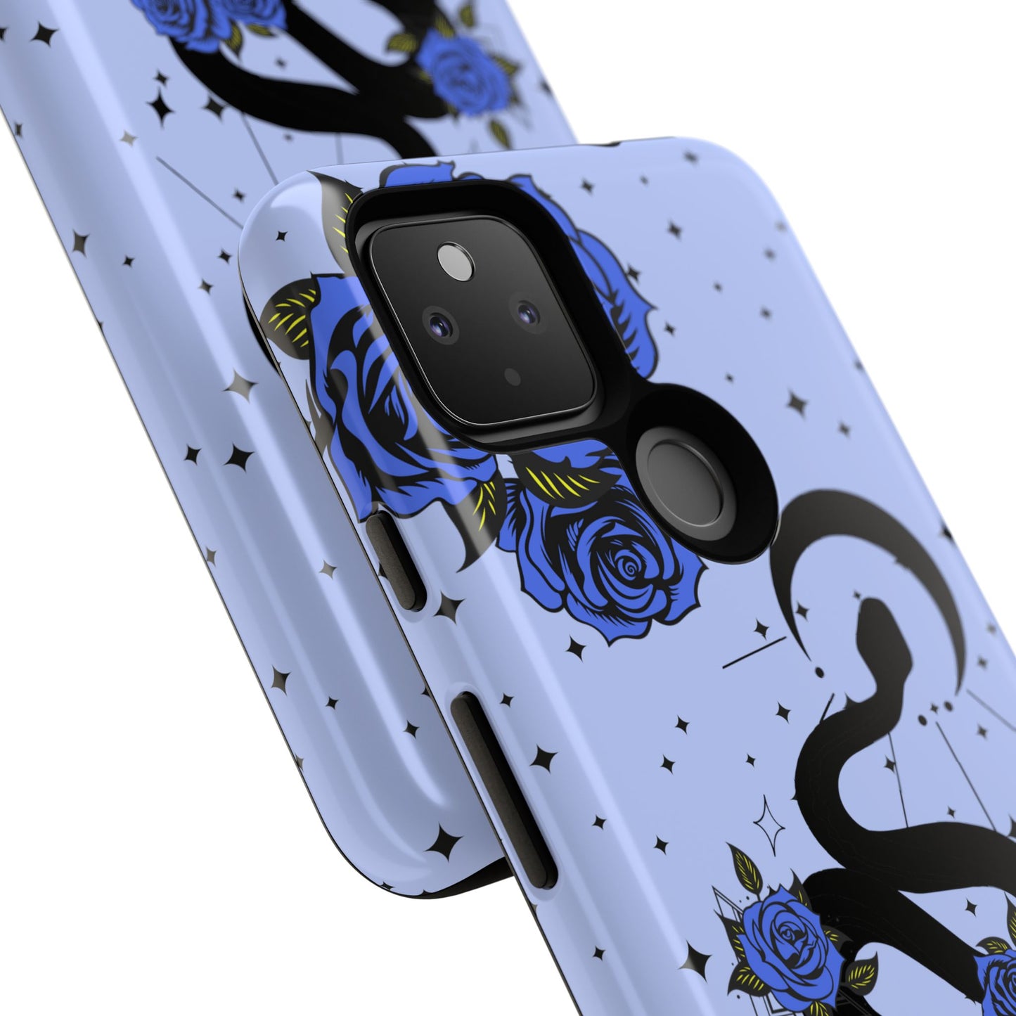 Blue Rose Crescent Moon Snake Google Pixel Phone Case for Android Devices